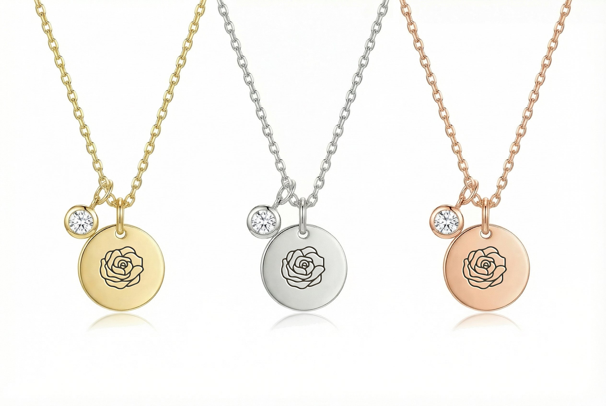 Birth Flower Round Pendant