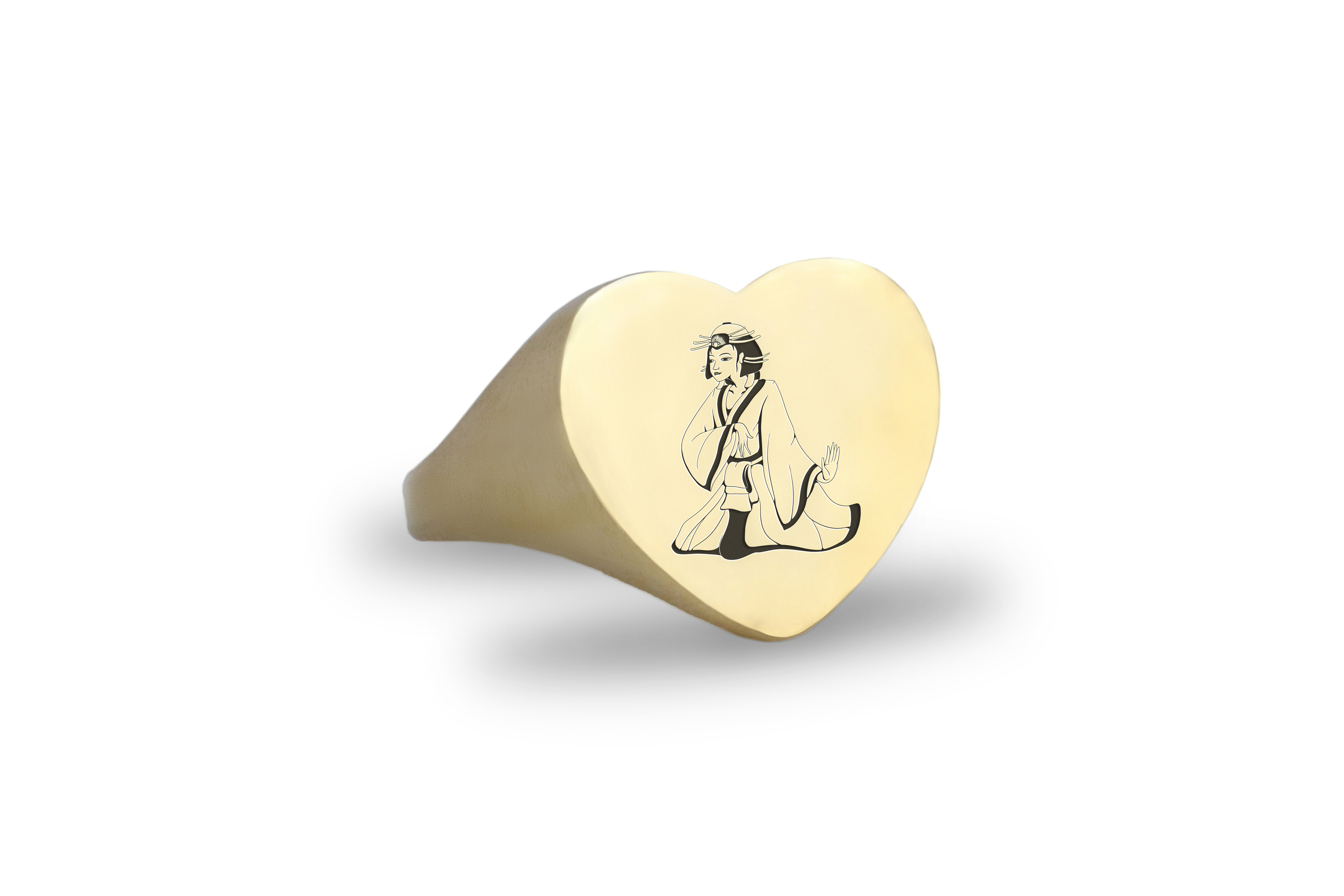 Engraved Japanese Geisha Ring