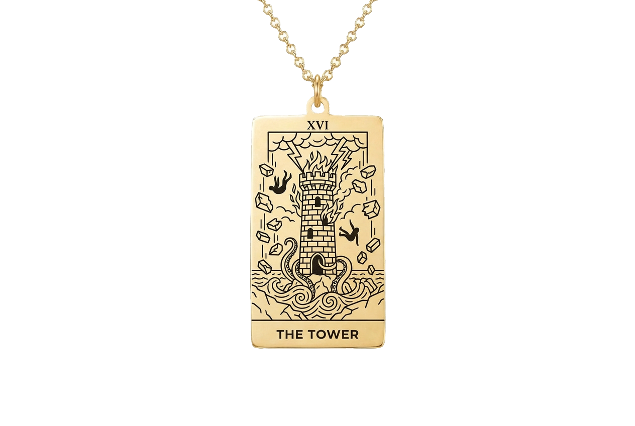 The Tower Tarot Card Necklace