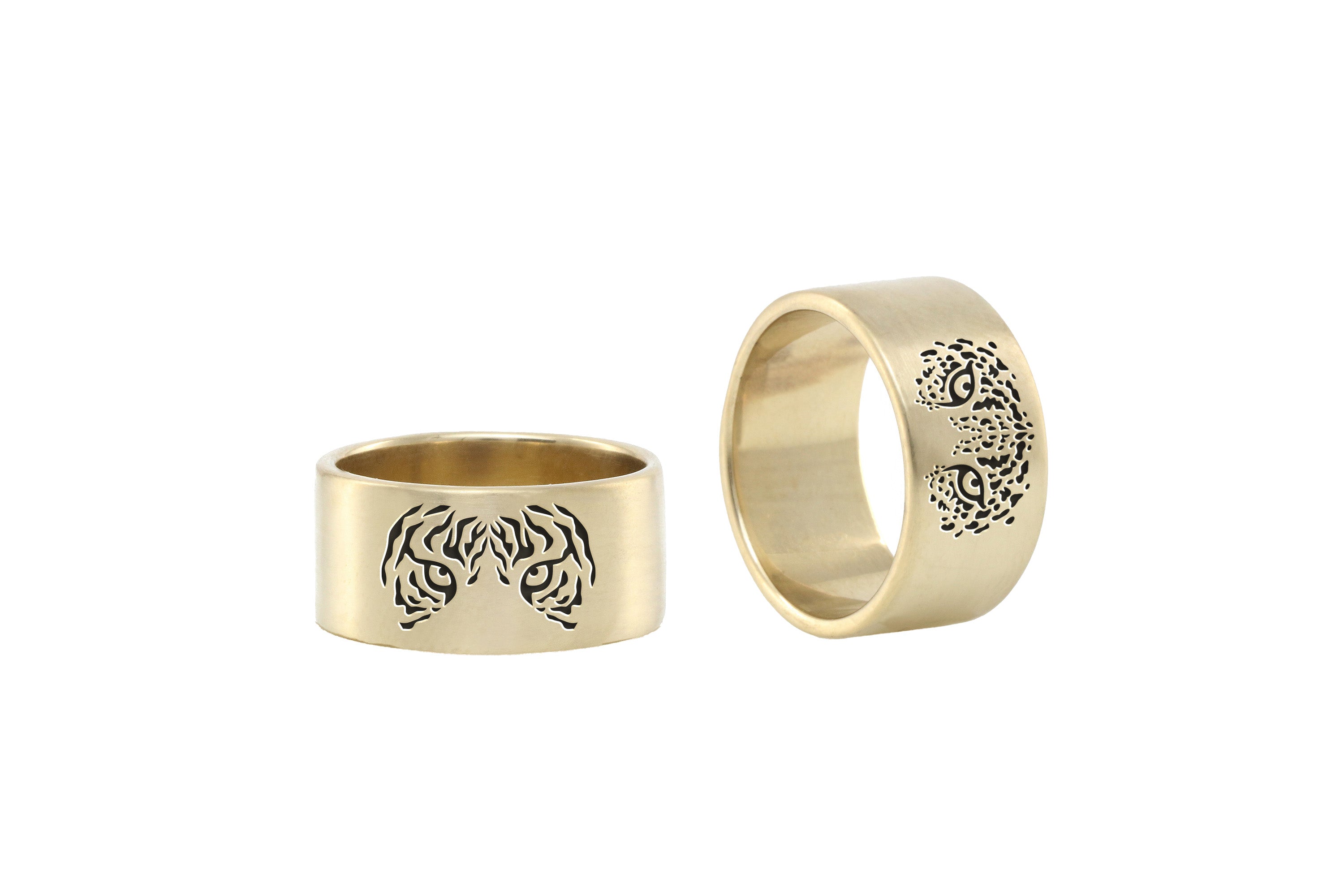 Tiger Eyes Wide Gold Ring