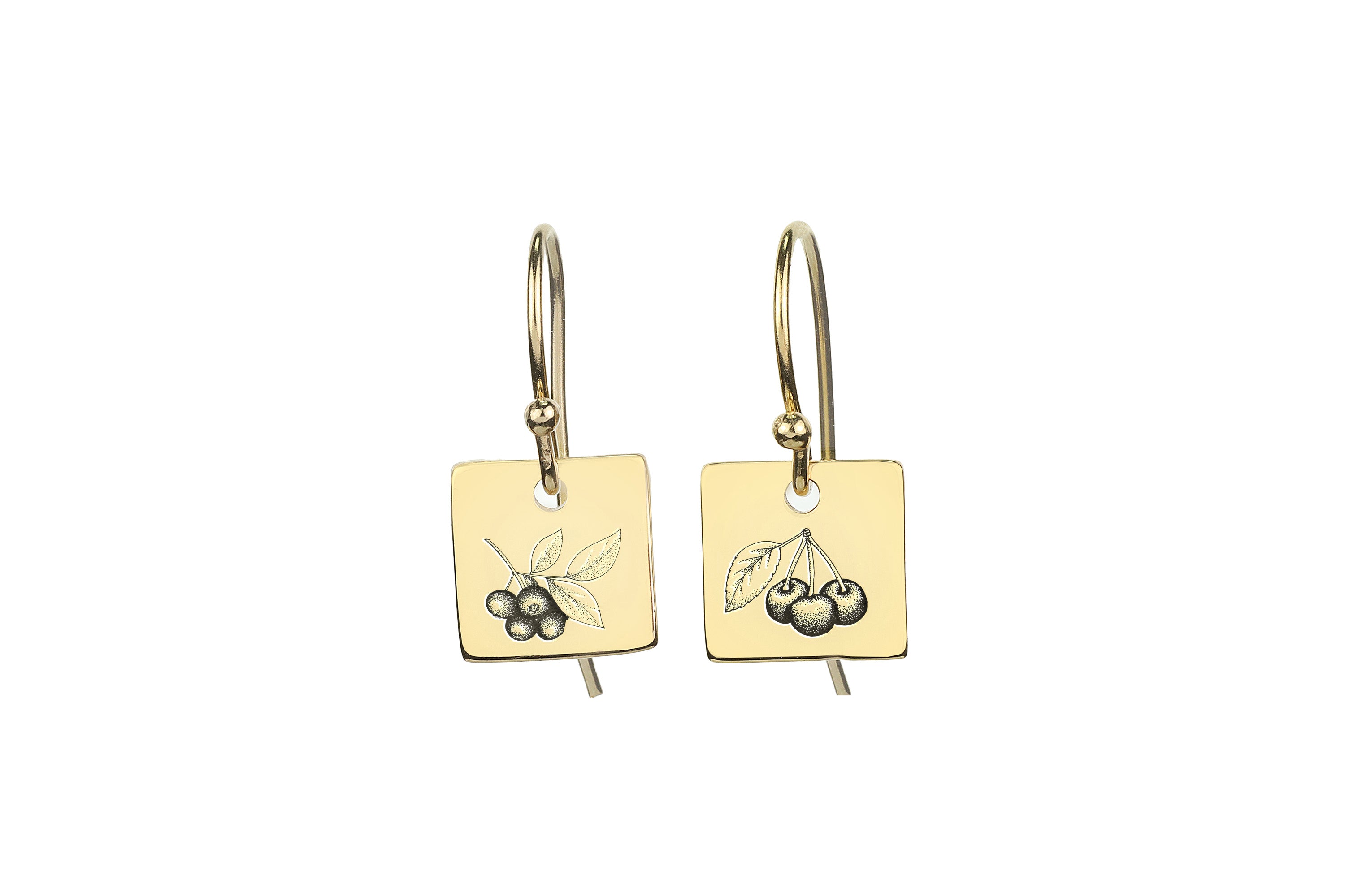Cherry Engraved Earrings
