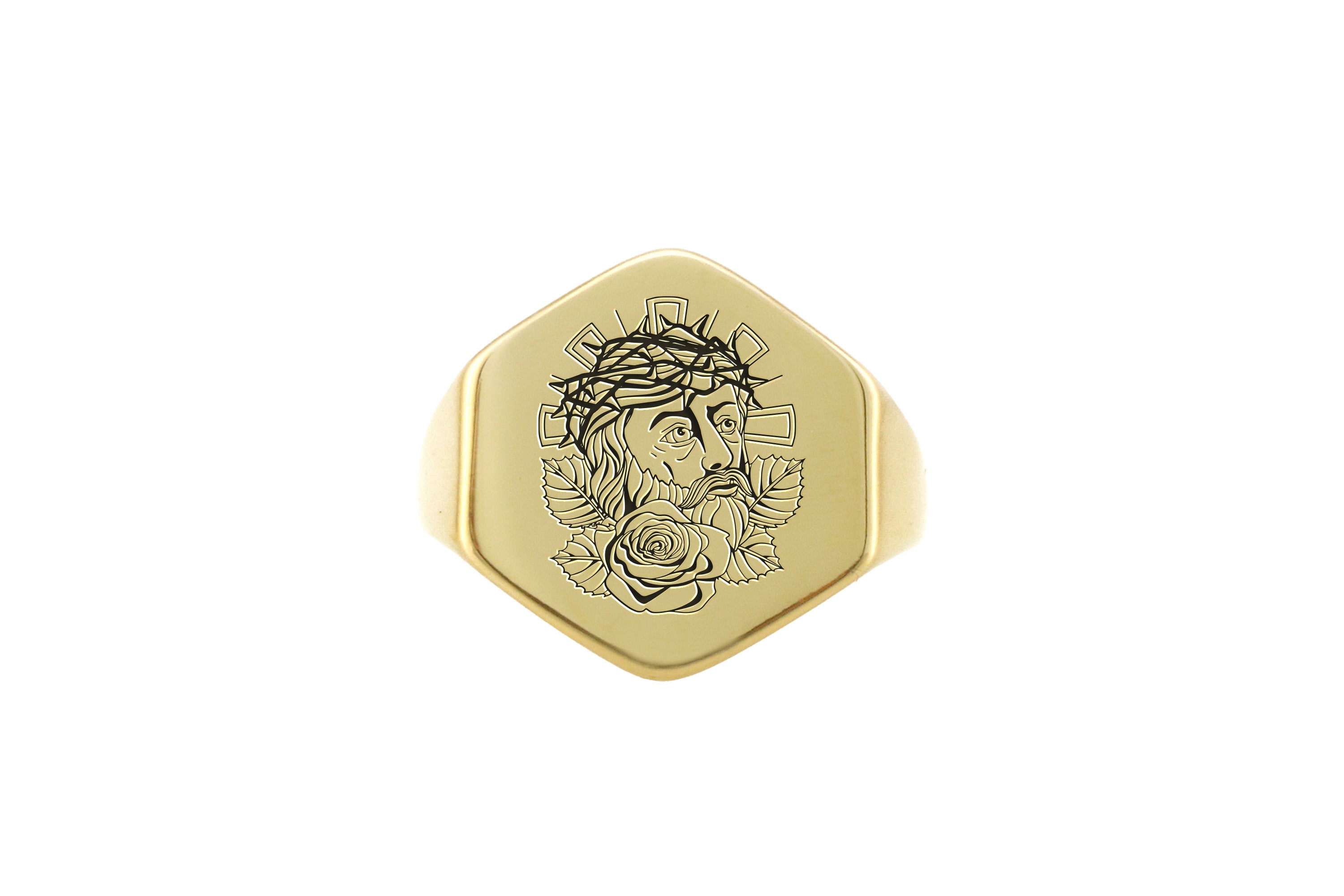14k Gold Jesus Signet Ring