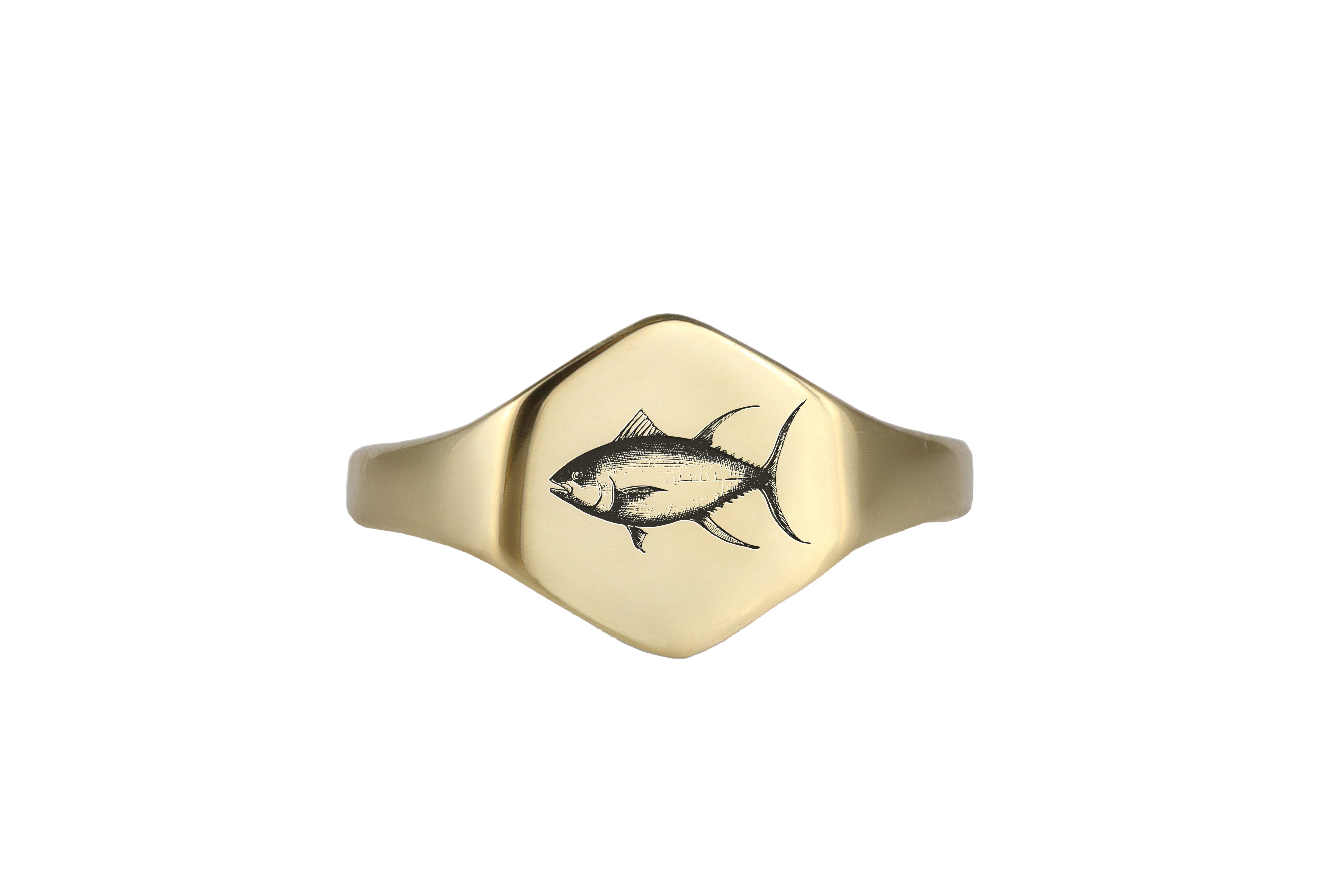 Tuna Fish Gold Signet Ring