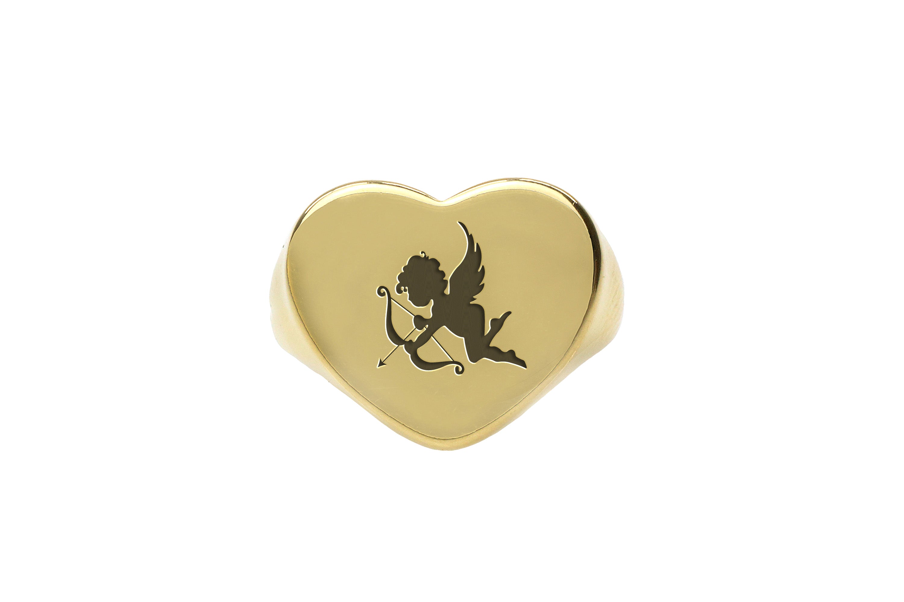 Gold Cupid Signet Ring