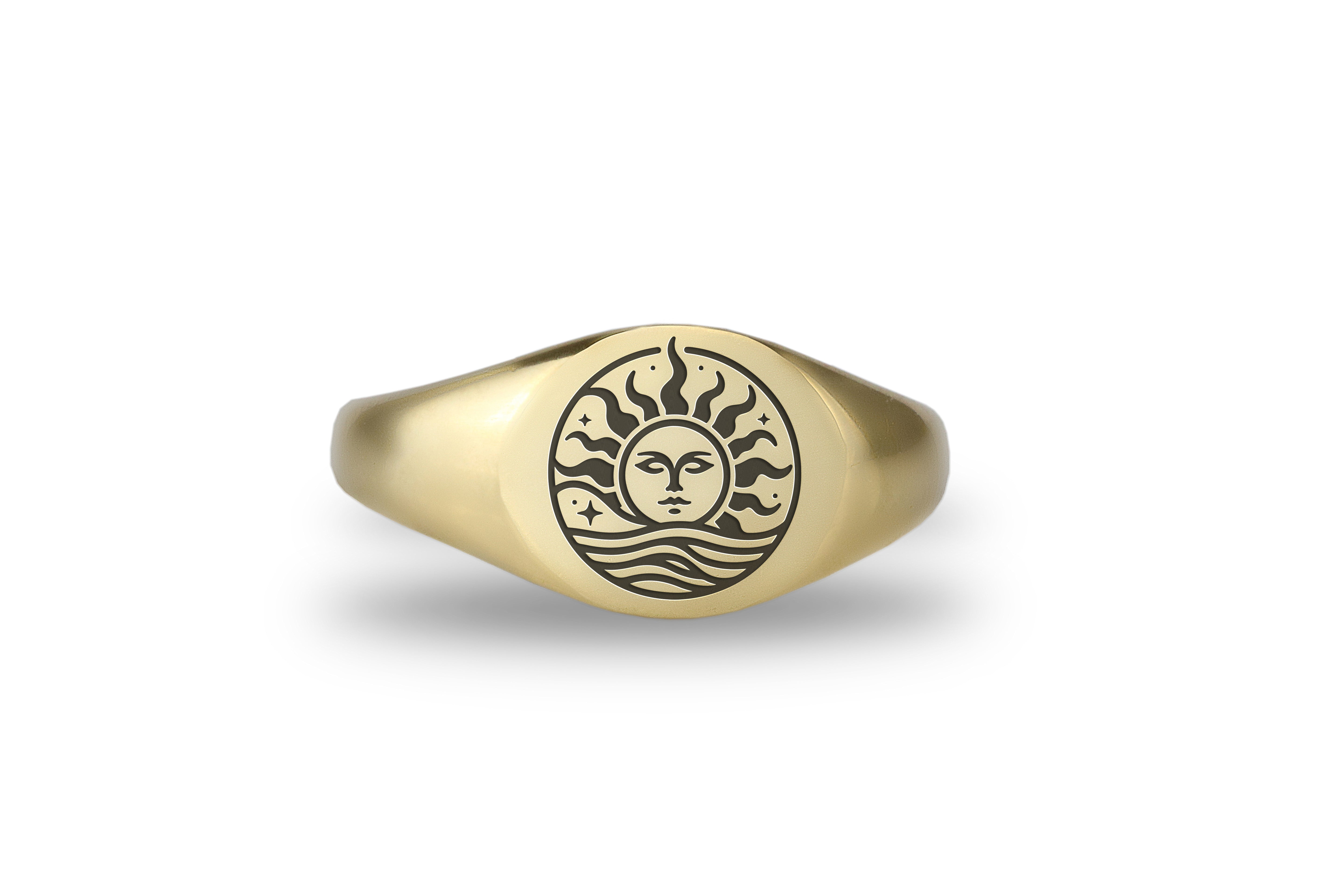 14K Gold Celestial Signet Ring