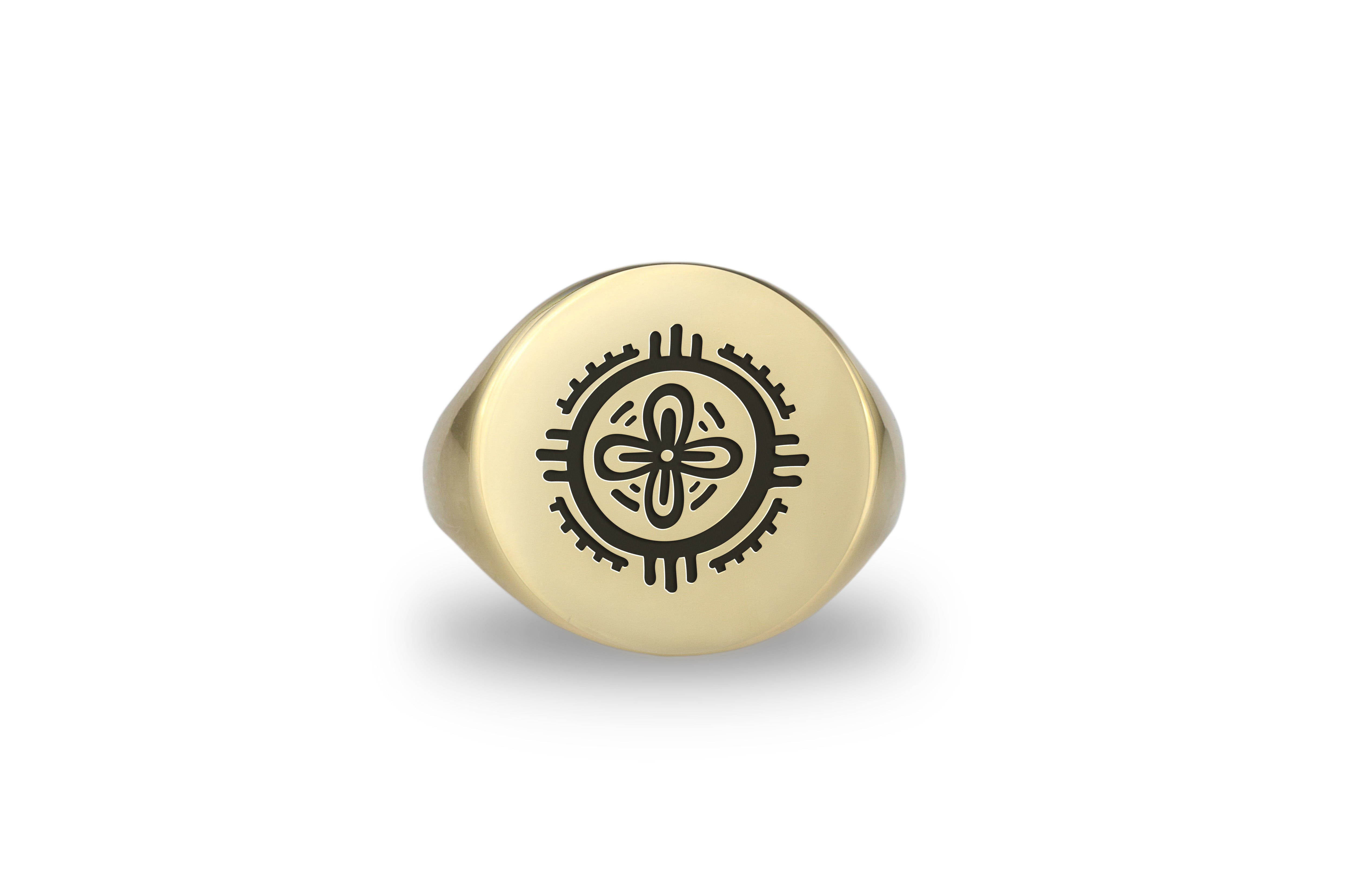 Engraved Aztec Signet Ring