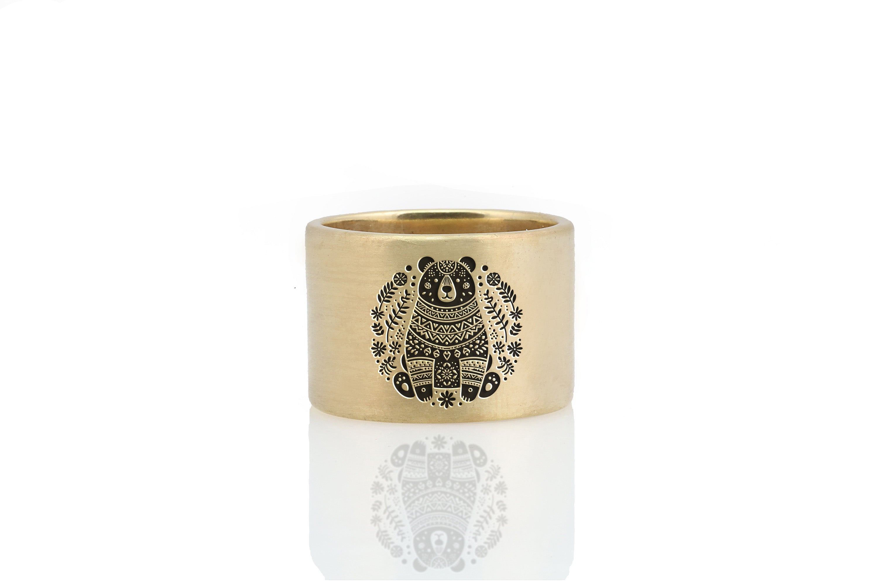 Wide Brushed Bear Ring