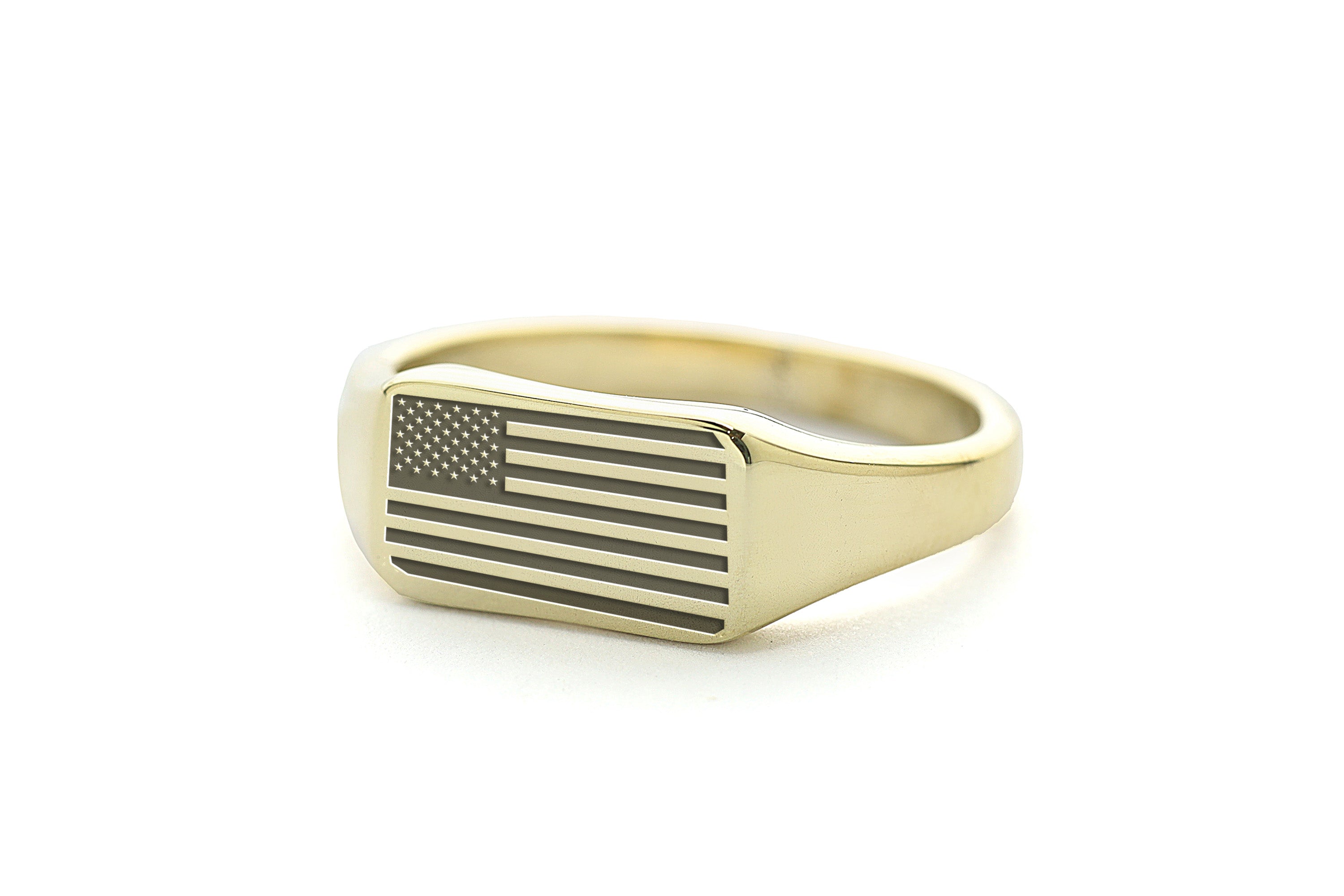 USA Flag Gold Signet Ring