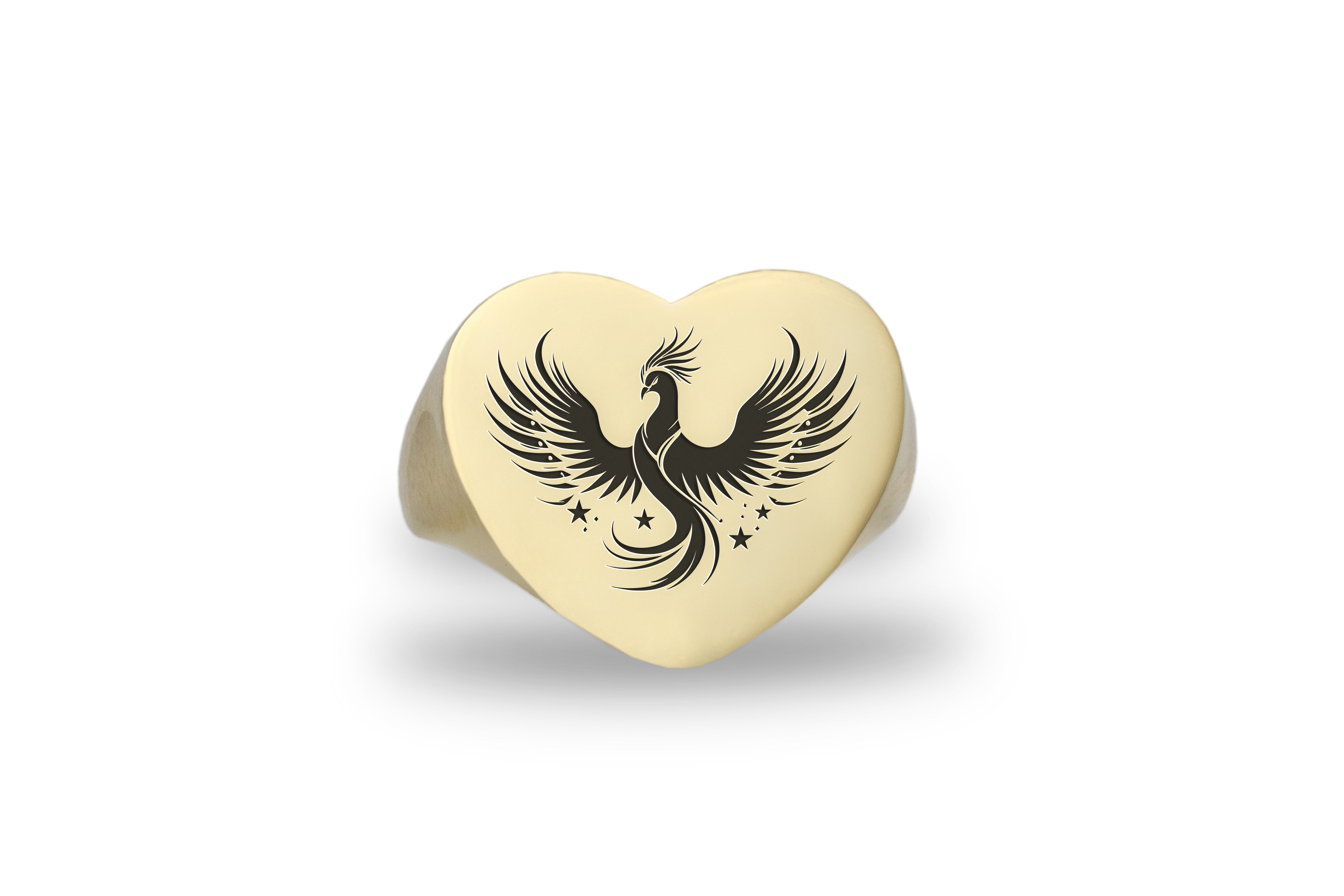 14k Gold Phoenix Signet Ring