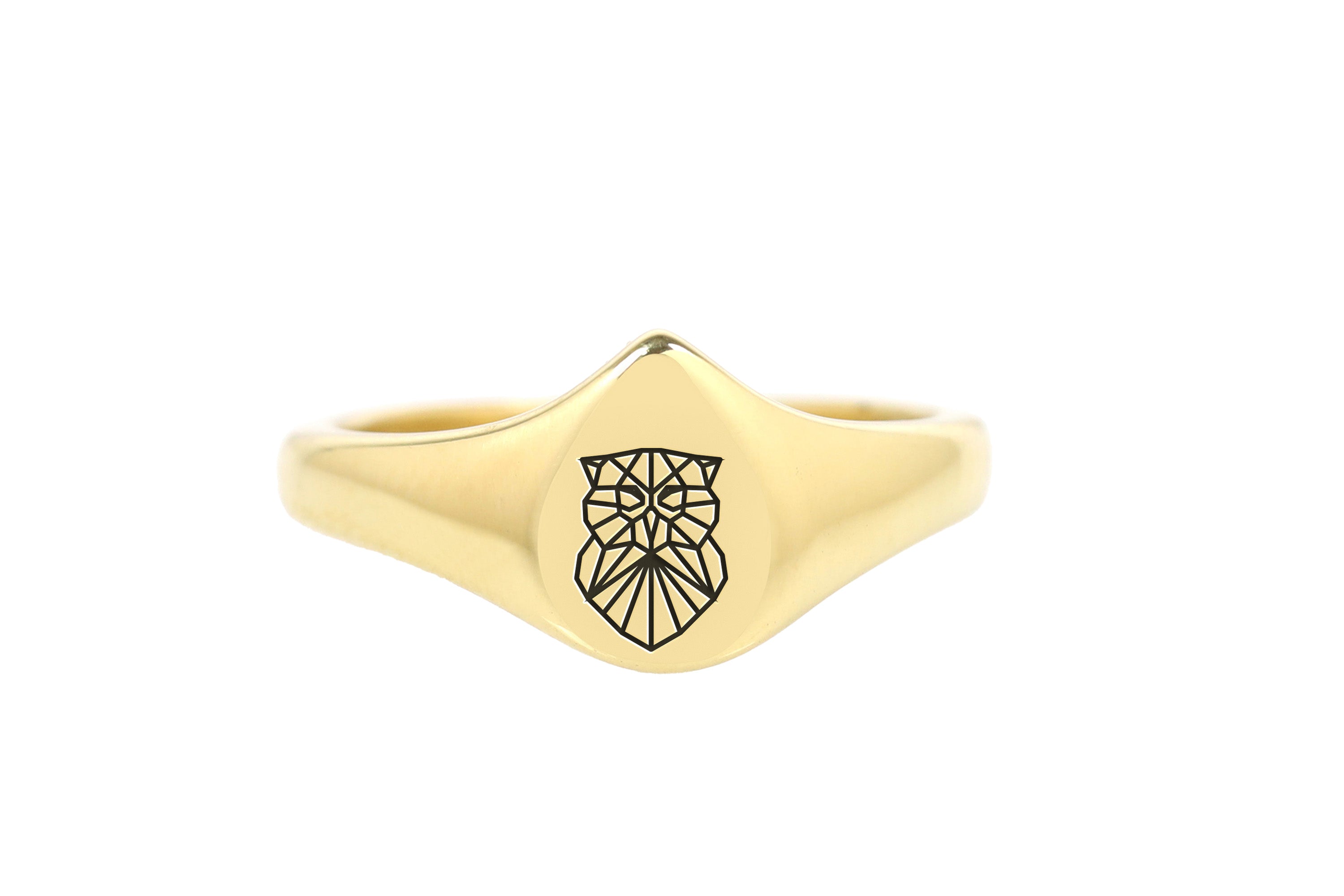 Geometric Owl Signet Ring