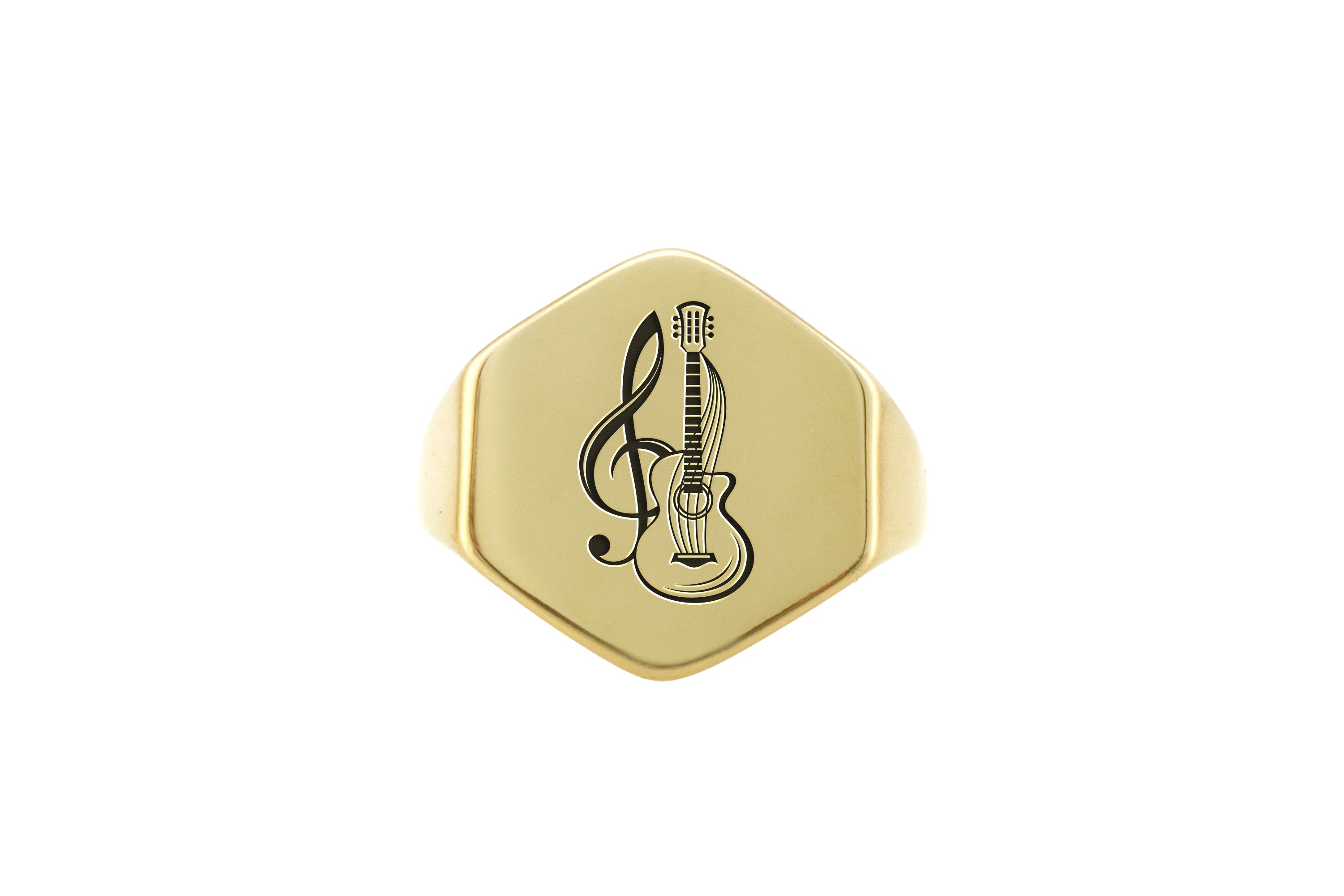 14k Gold Guitar Signet Ring