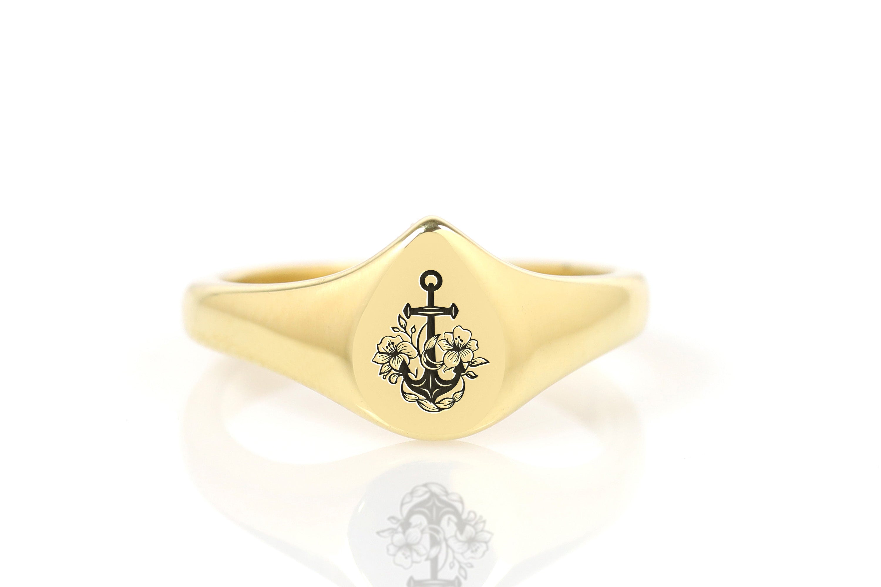 Gold Anchor Signet Ring