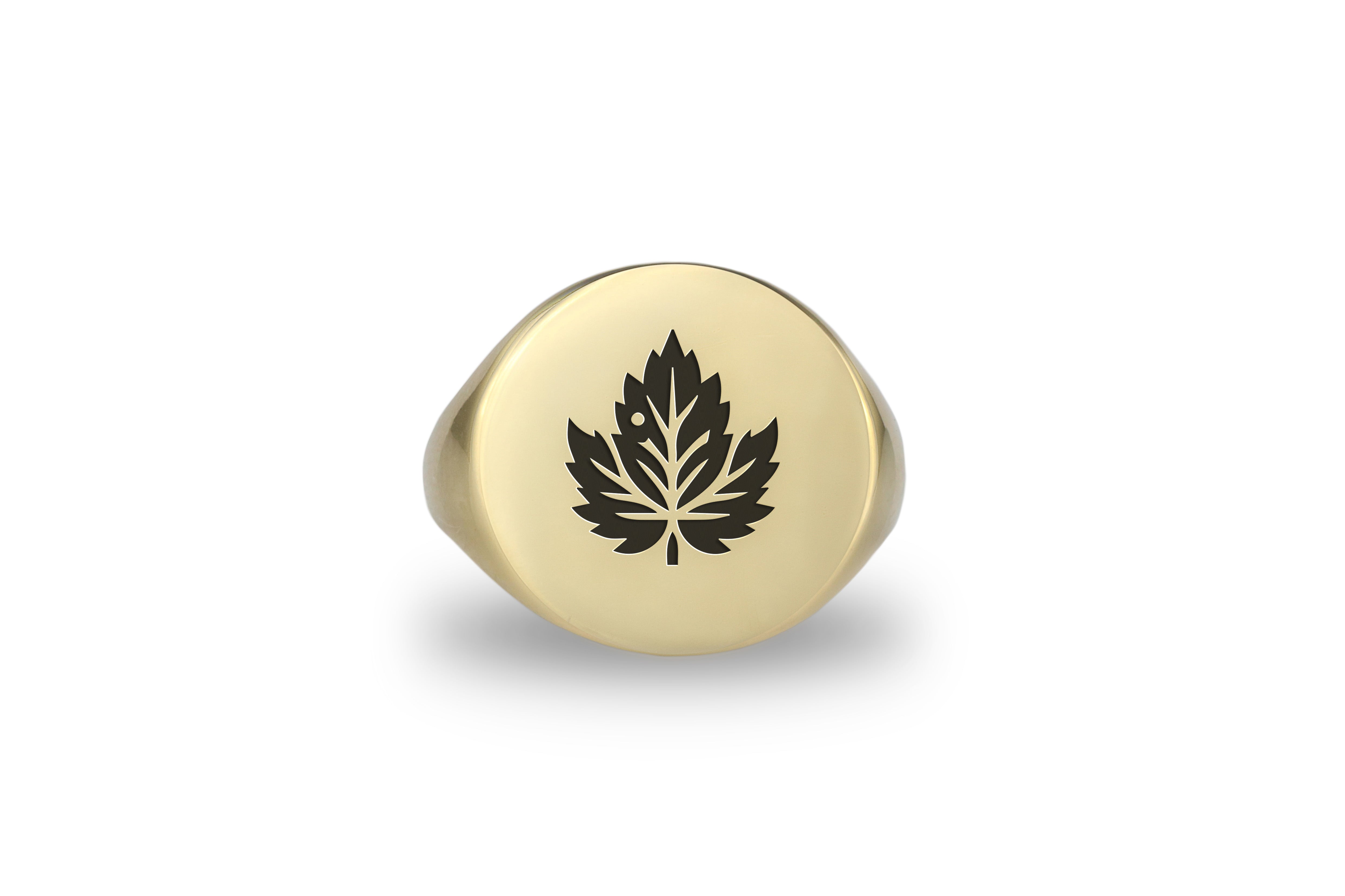 Engraved Leaf Signet Ring