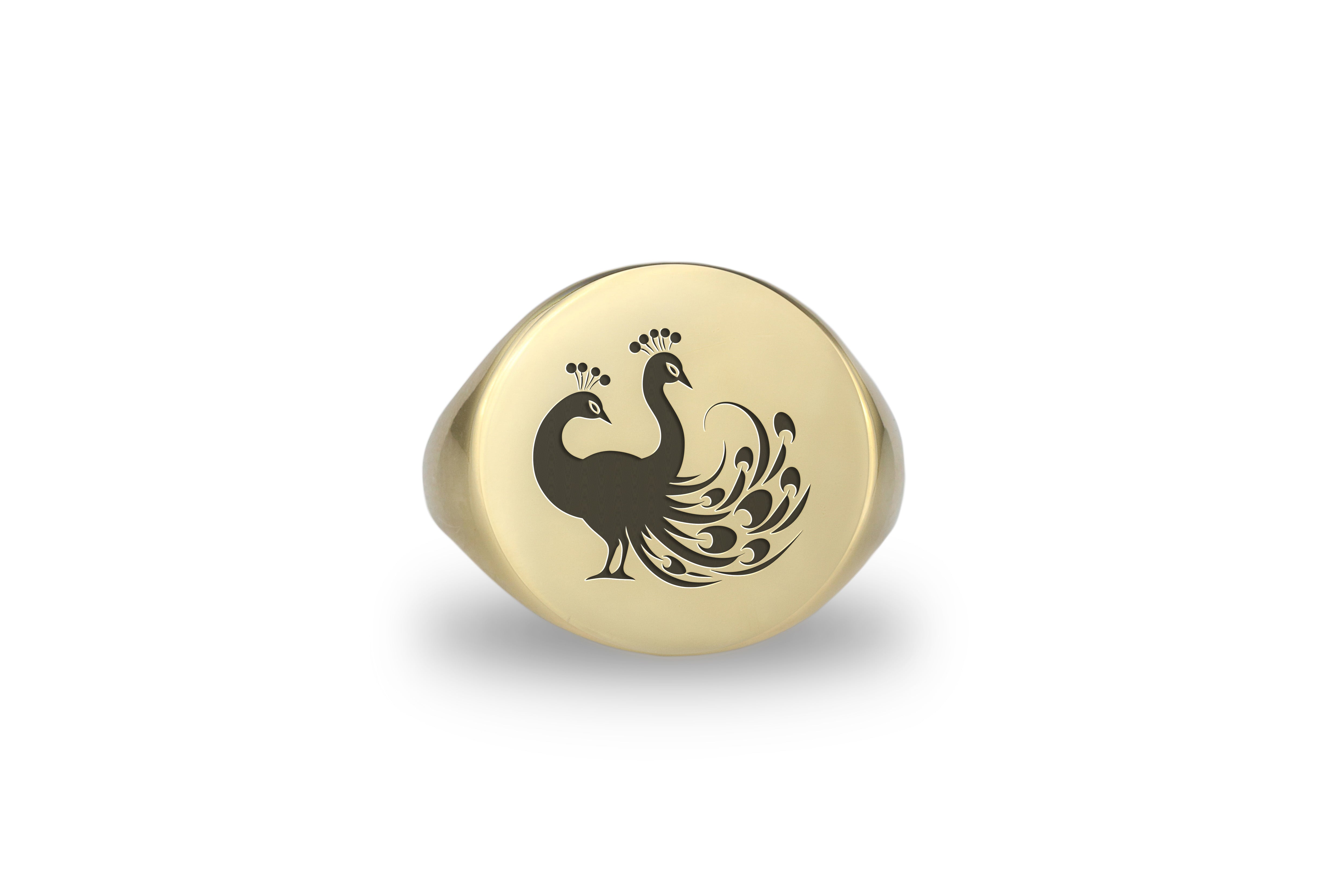 Exotic Peacock Signet Ring