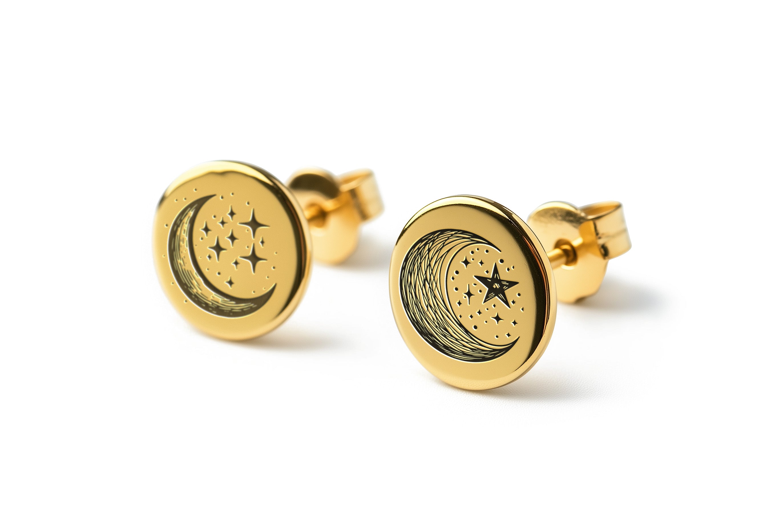 Celestial Moon Stud Earrings