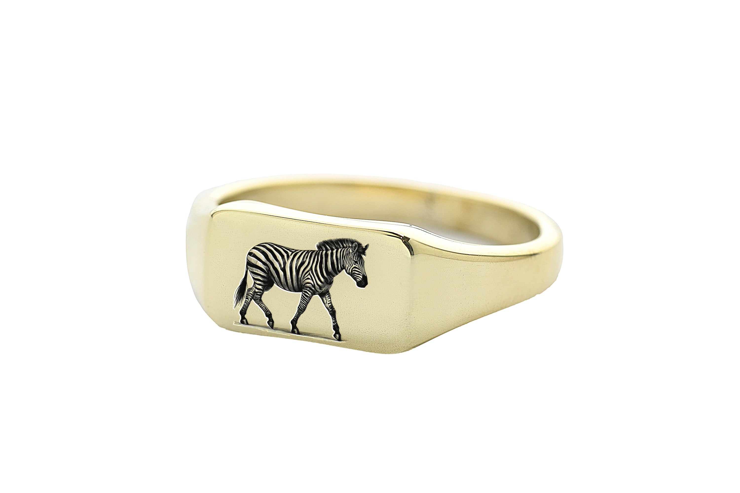 14k Gold Zebra Signet Ring