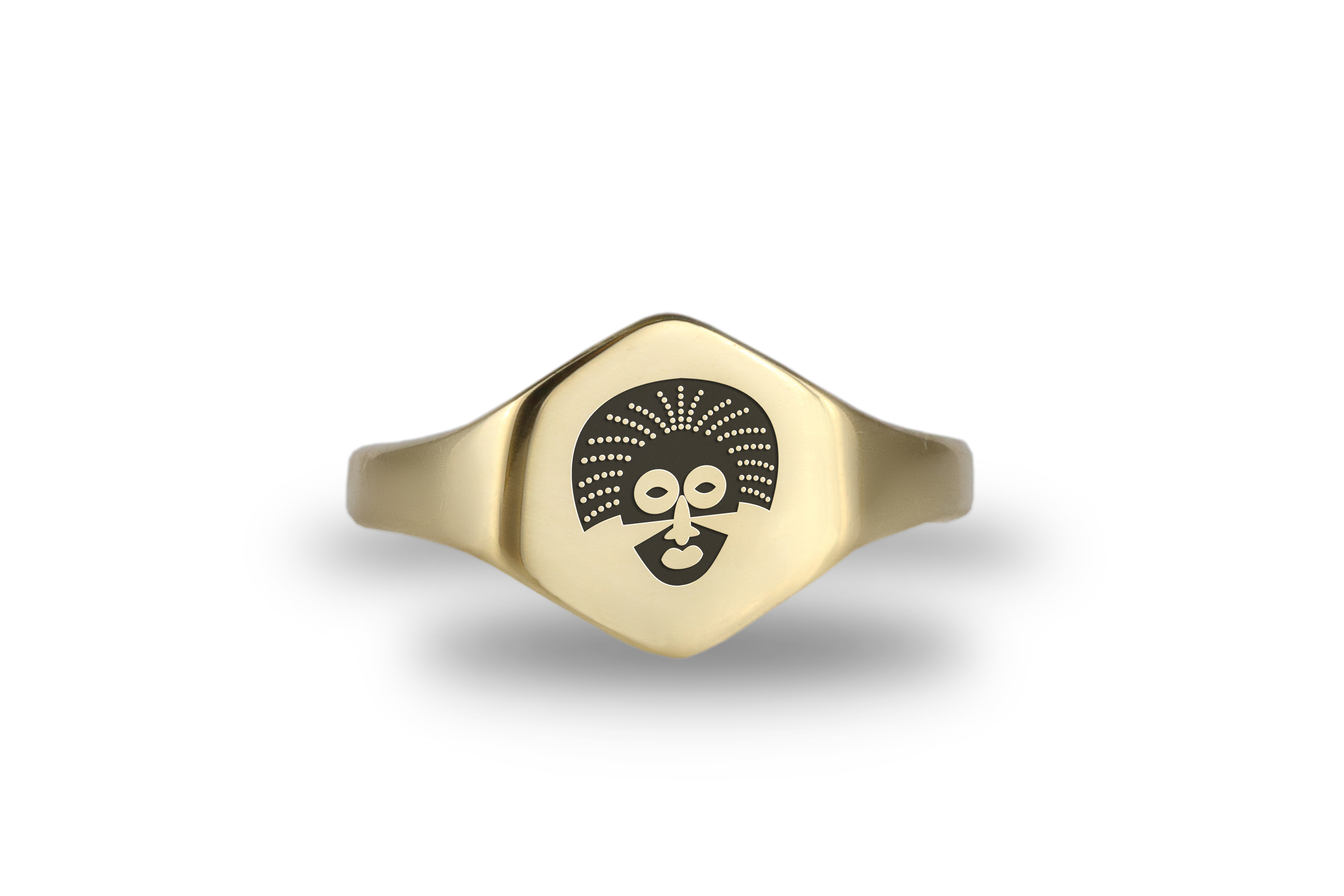 Gold African Mask Signet Ring