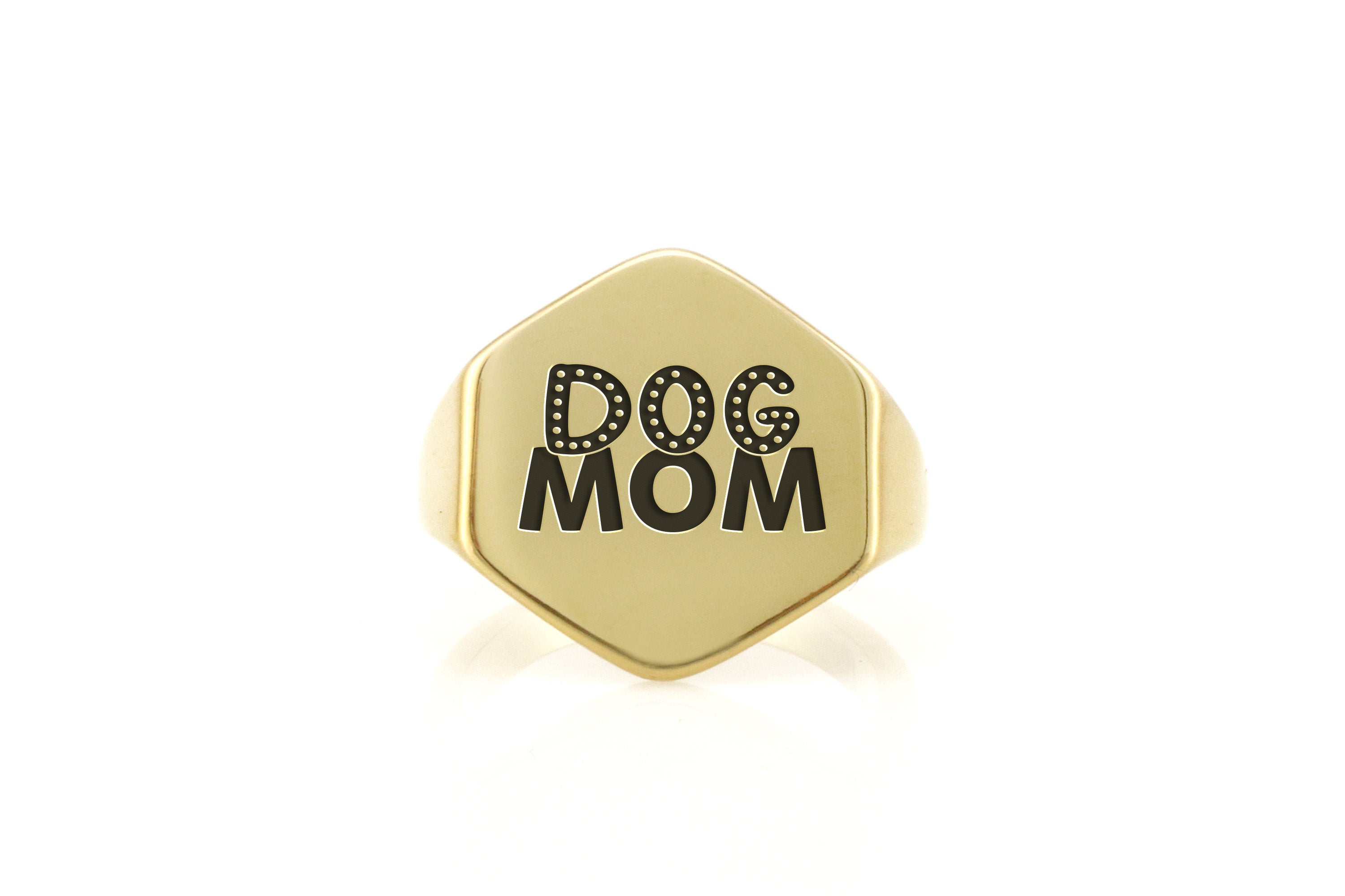 14k Gold Dog Mom Signet Ring