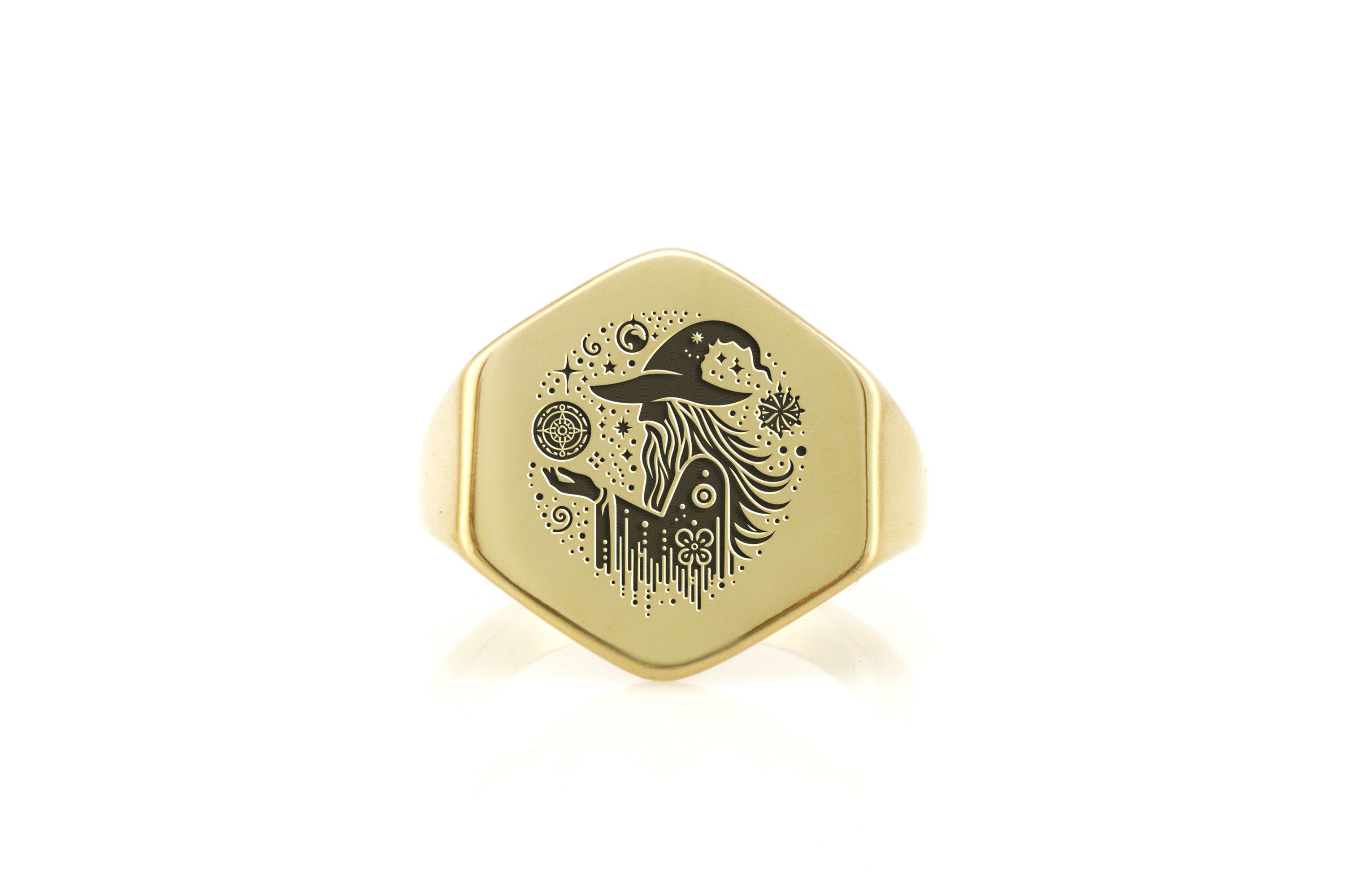 Engraved Wizard Gold Ring