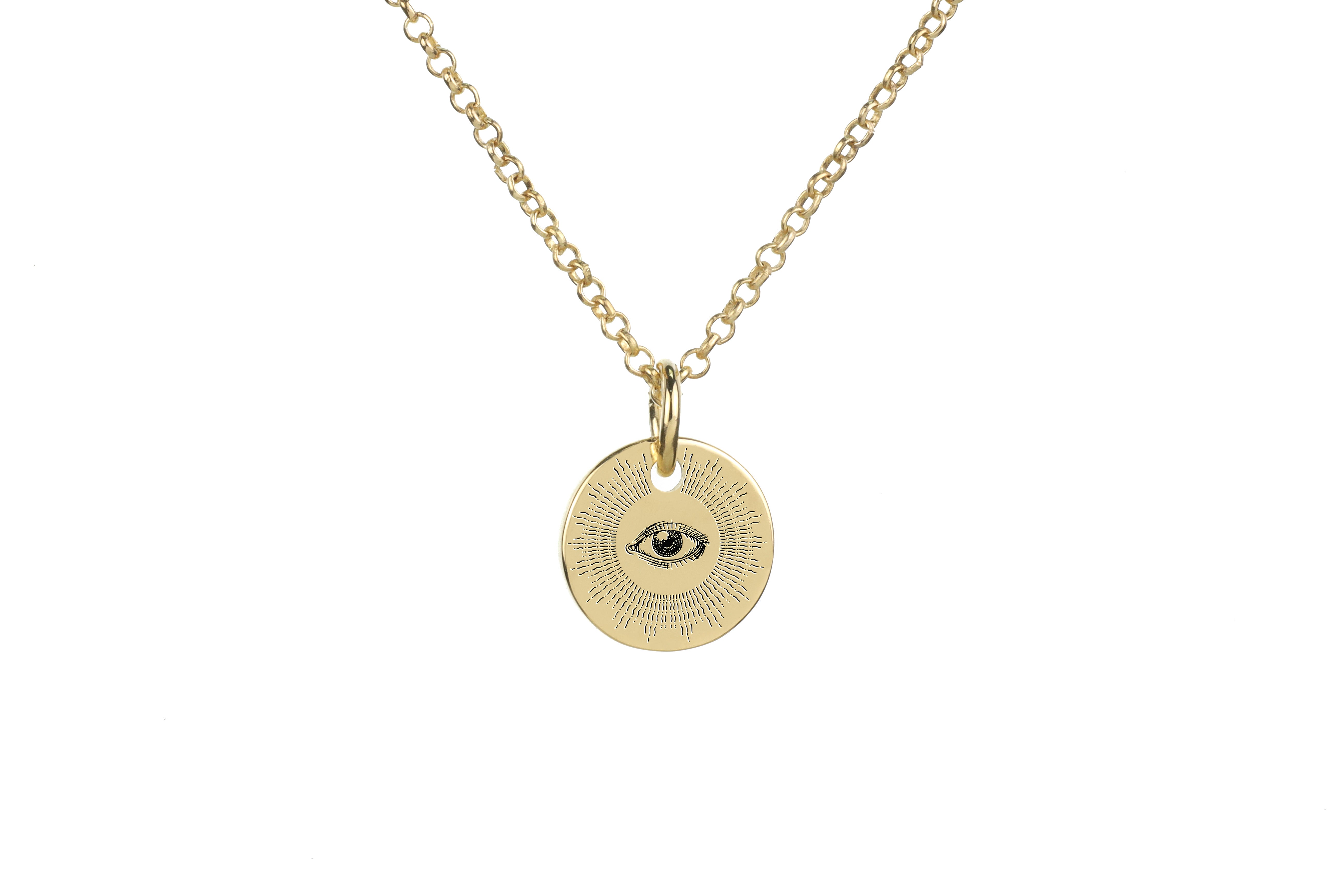 Engraved Gold Eye Necklace
