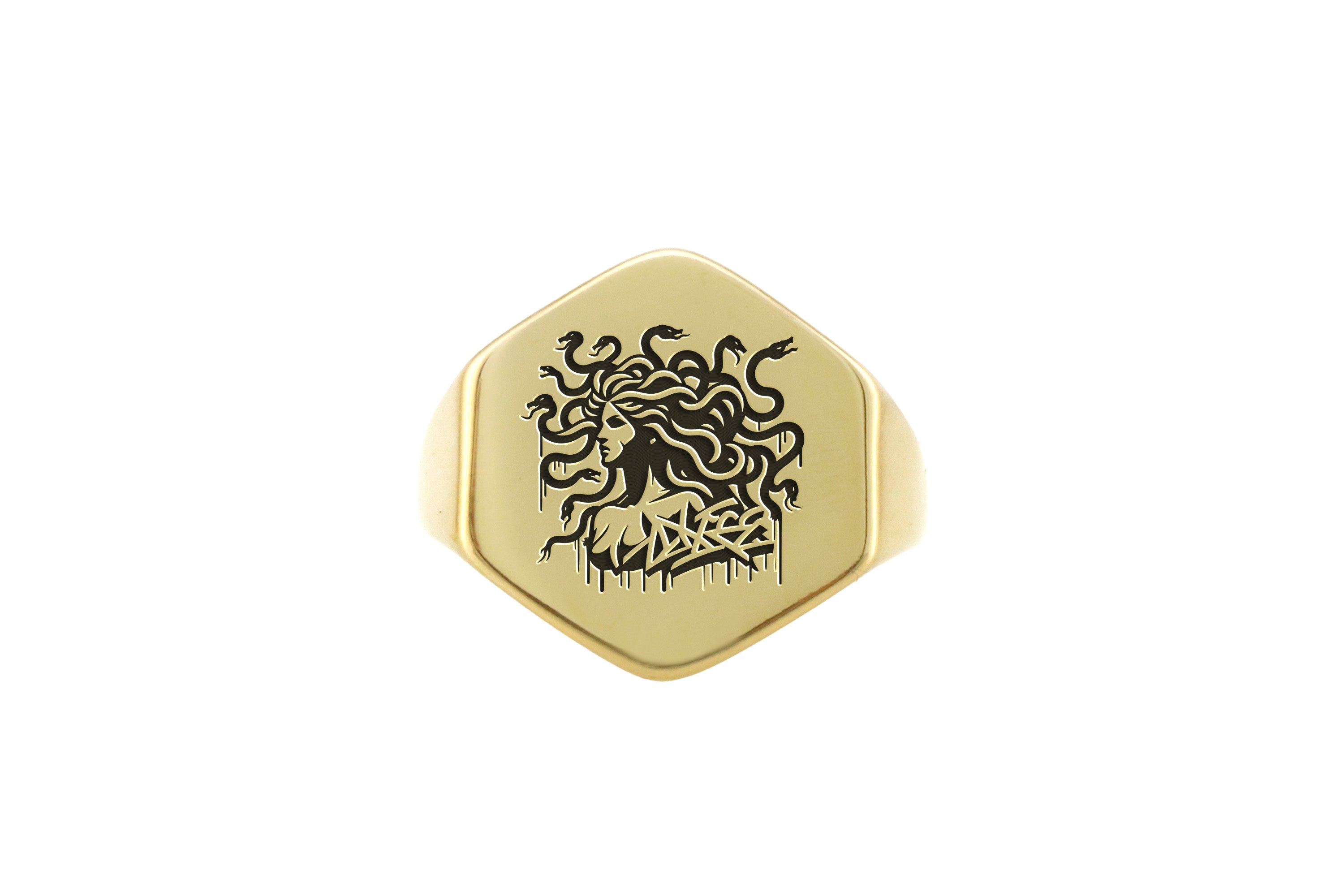 Engraved Medusa Gold Ring