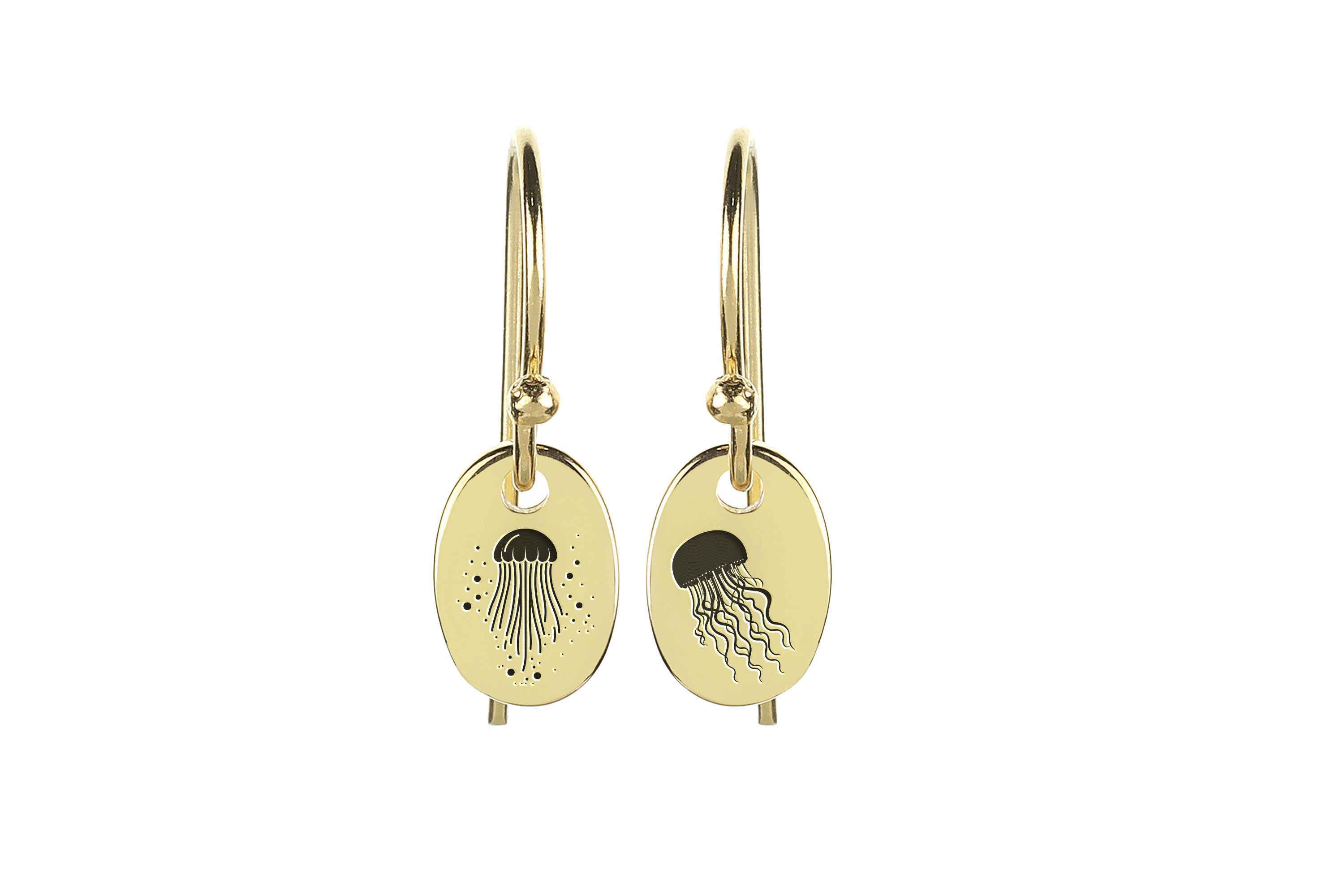 Engraved Jellyfish Earrings