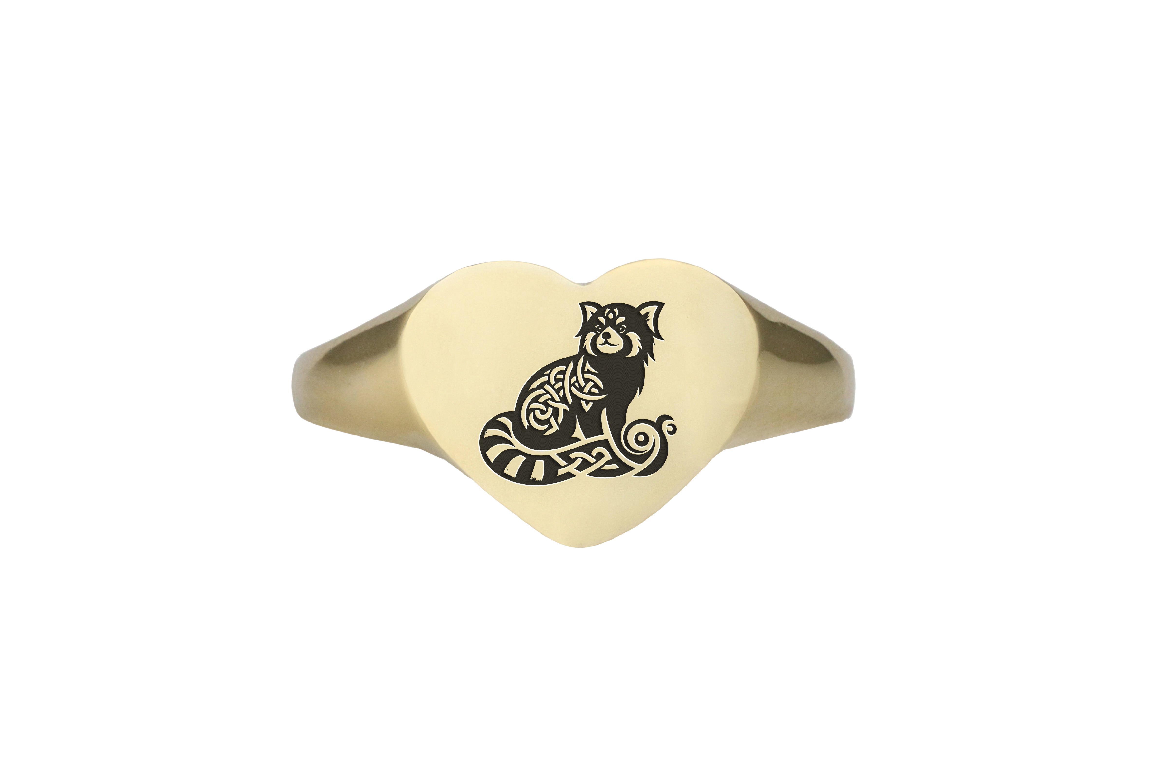 Cute Red Panda Gold Ring