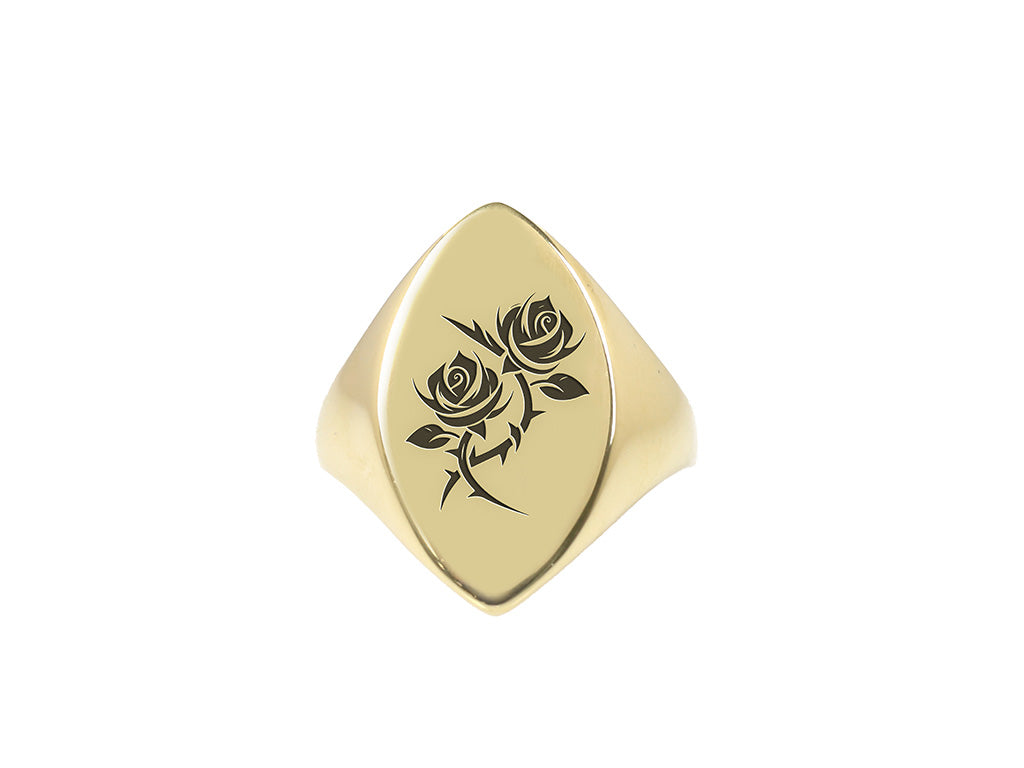 Gothic Rose Engraved Ring