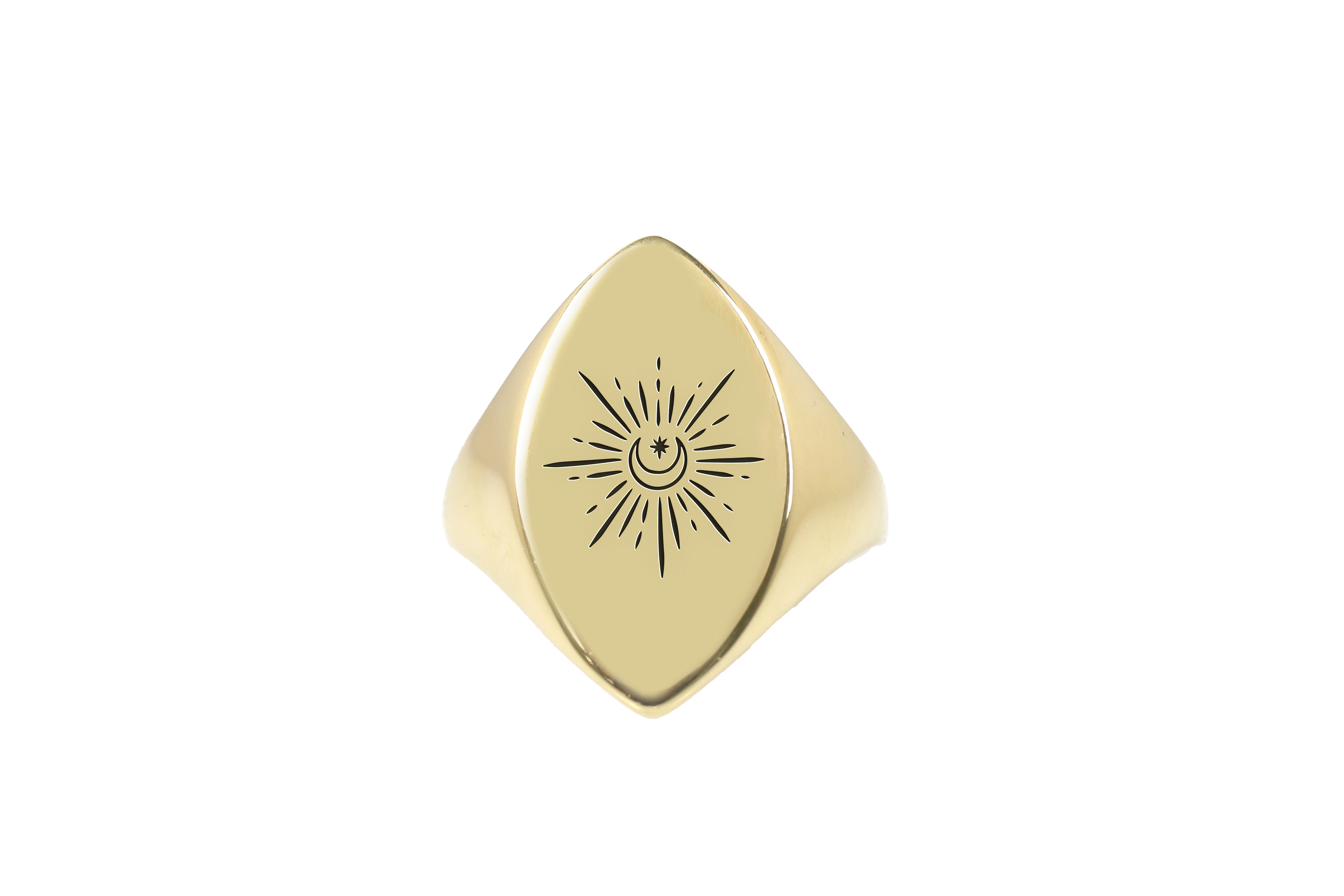 14k Gold Moon Signet Ring