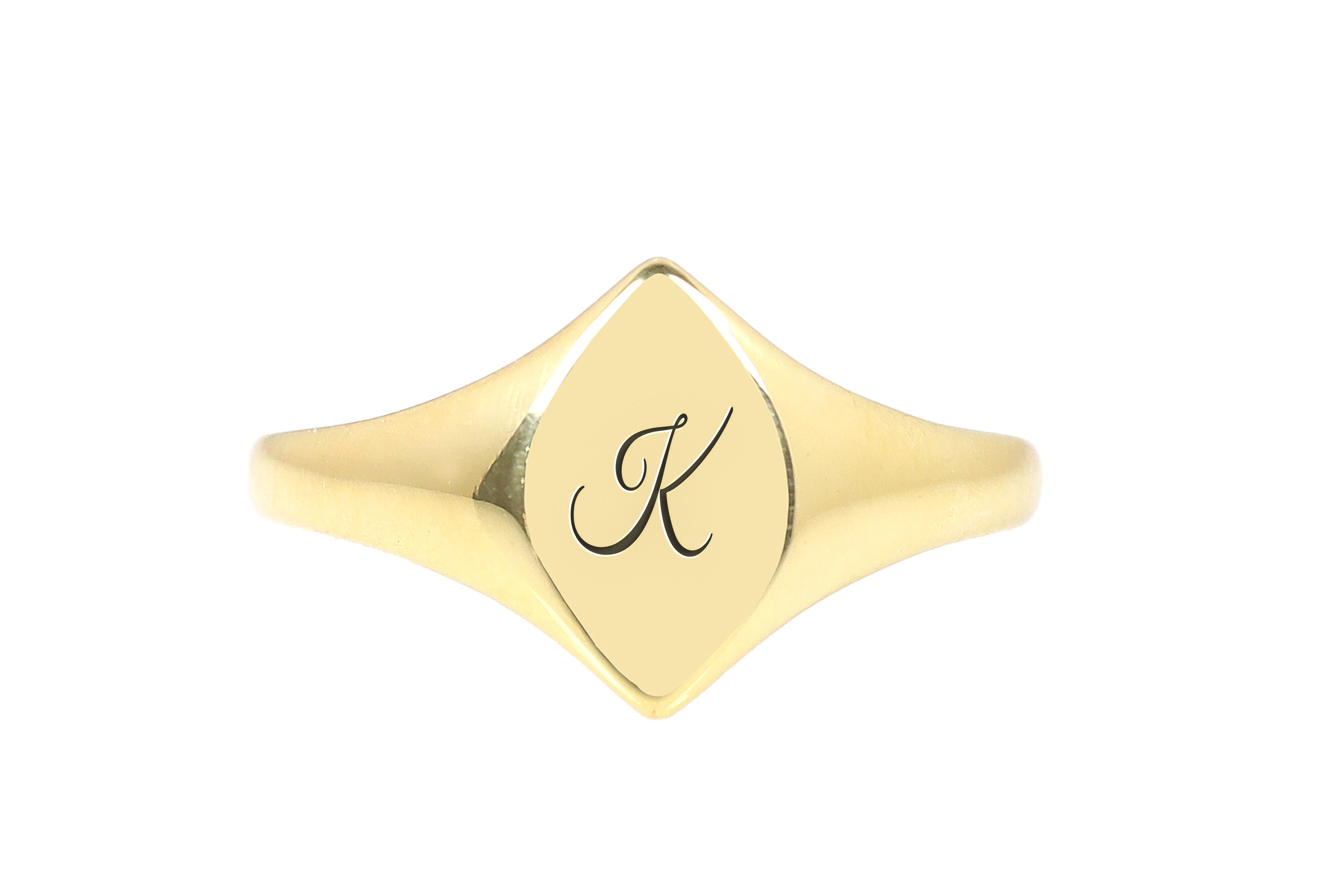 Engraved Letter Gold Signet Ring