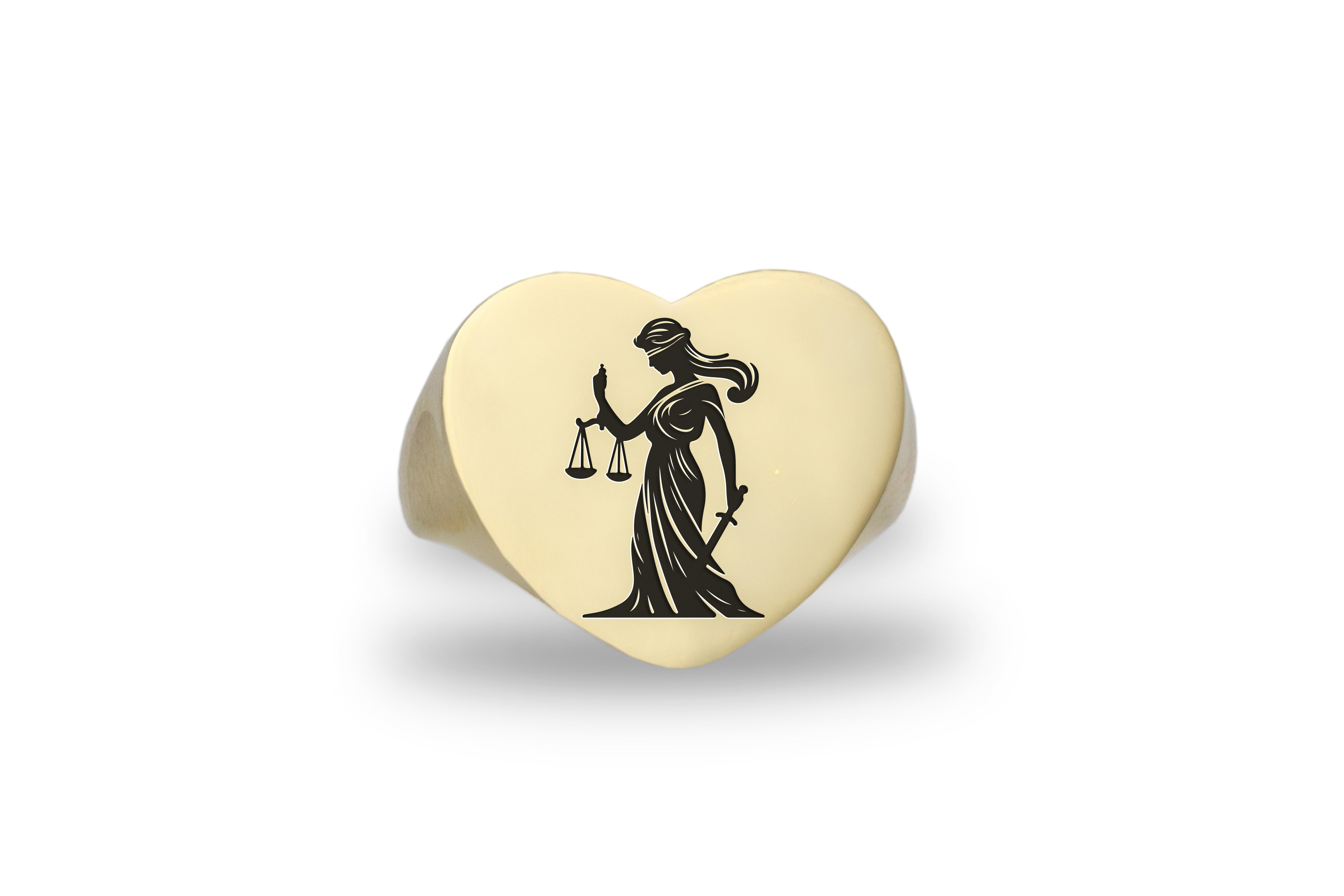 Engraved Lady Justice Ring
