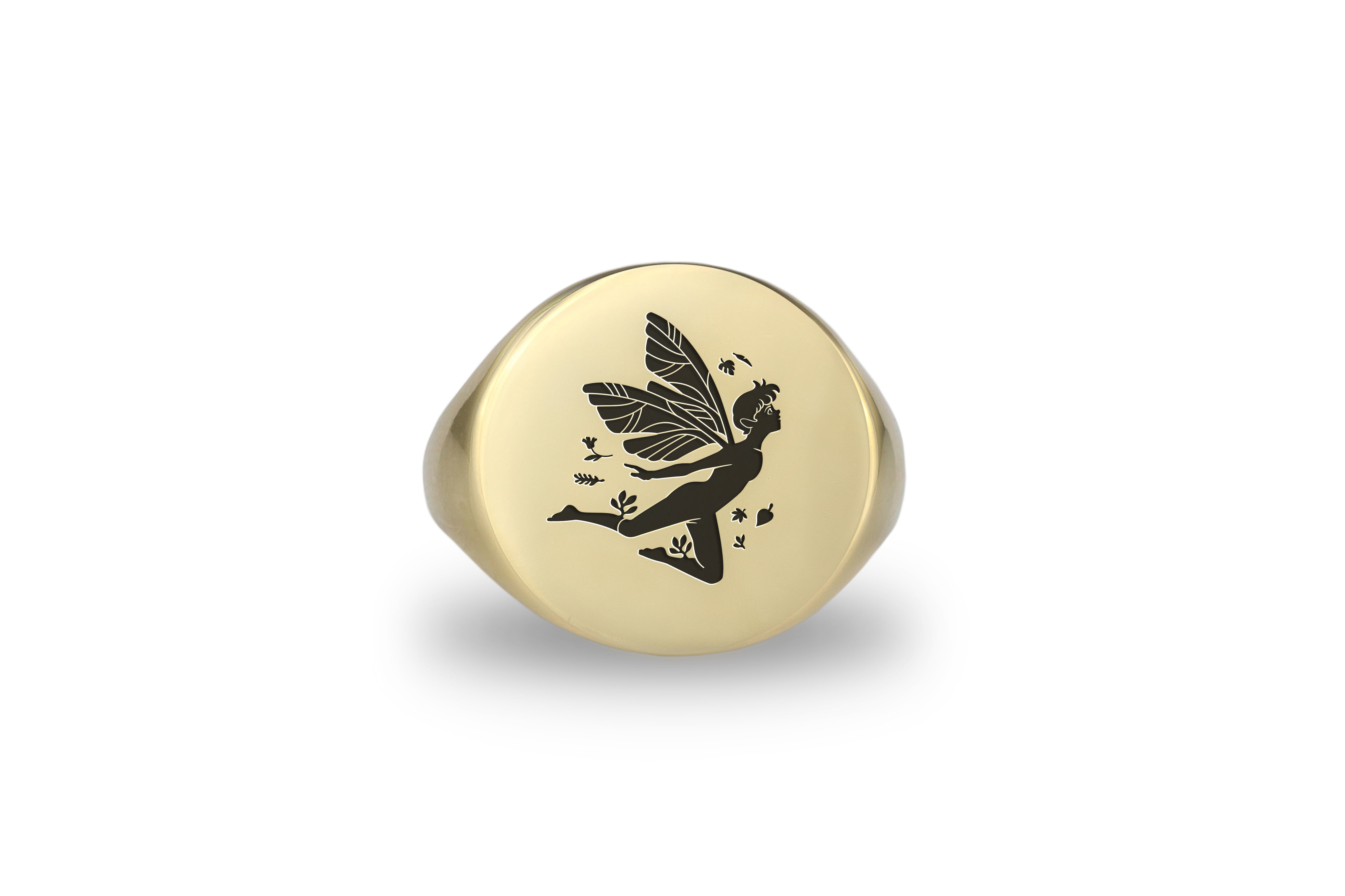 Whimsical Fairy Gold Signet Ring