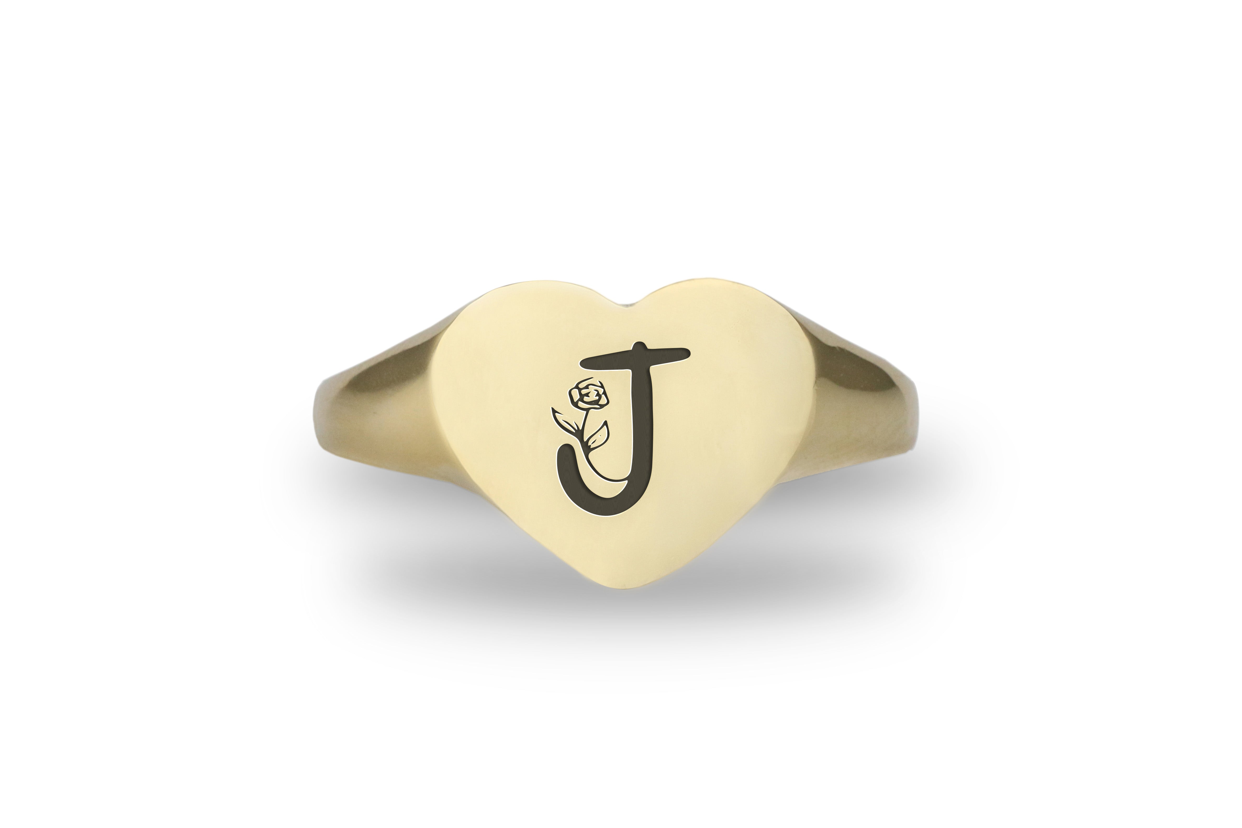 Flowered Letter Signet Ring