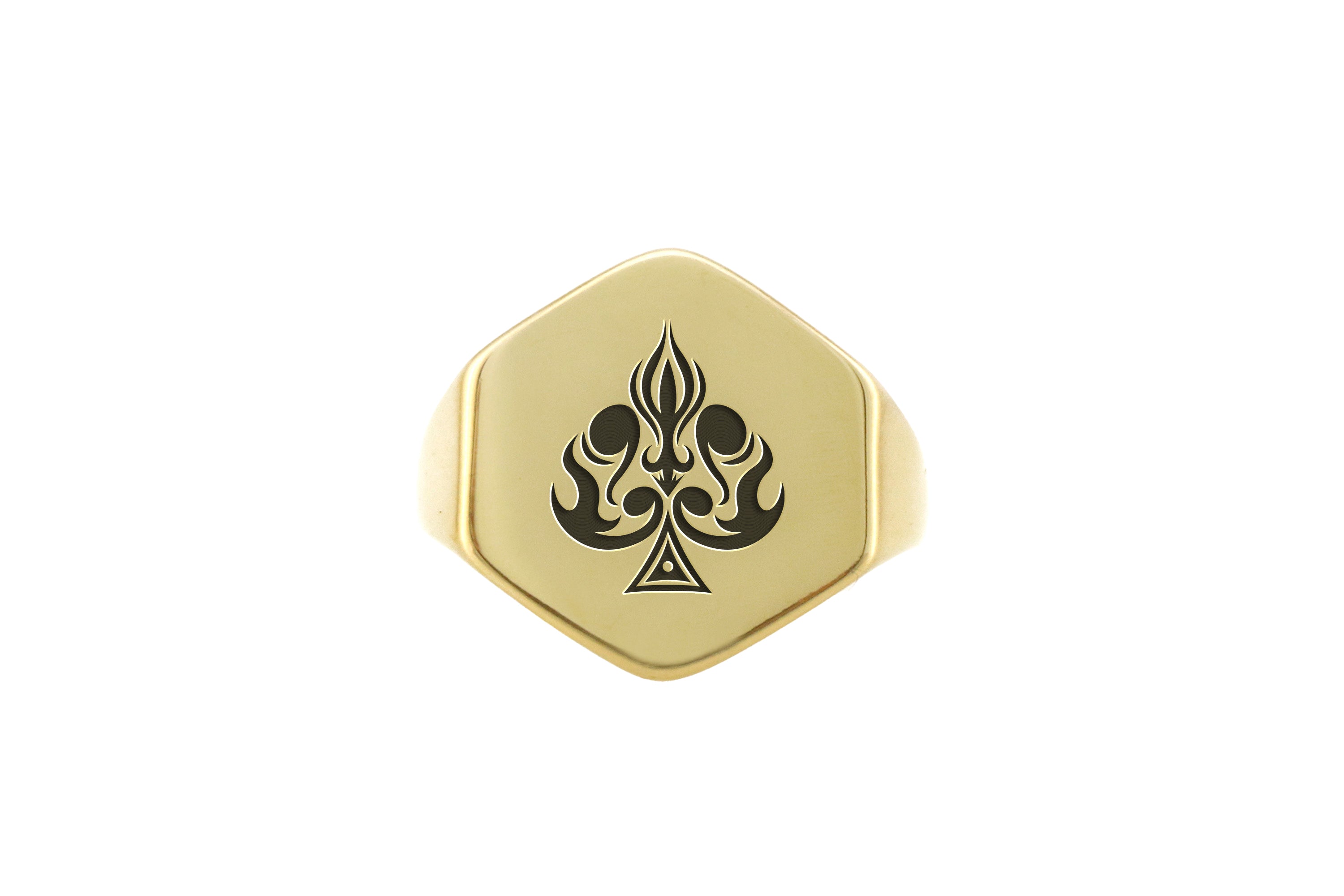Engraved Poker Spades Ring