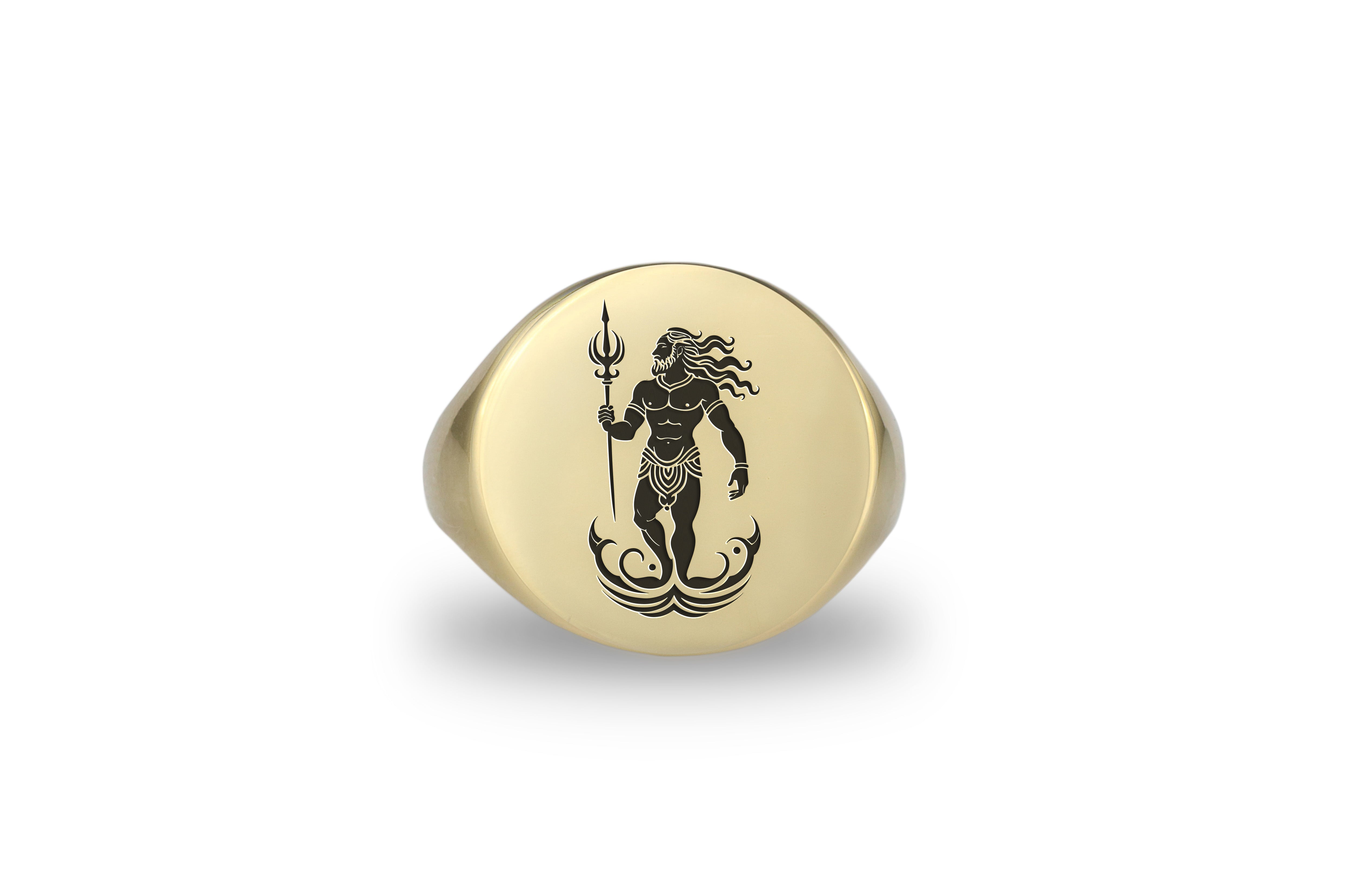 Engraved Poseidon Signet Ring