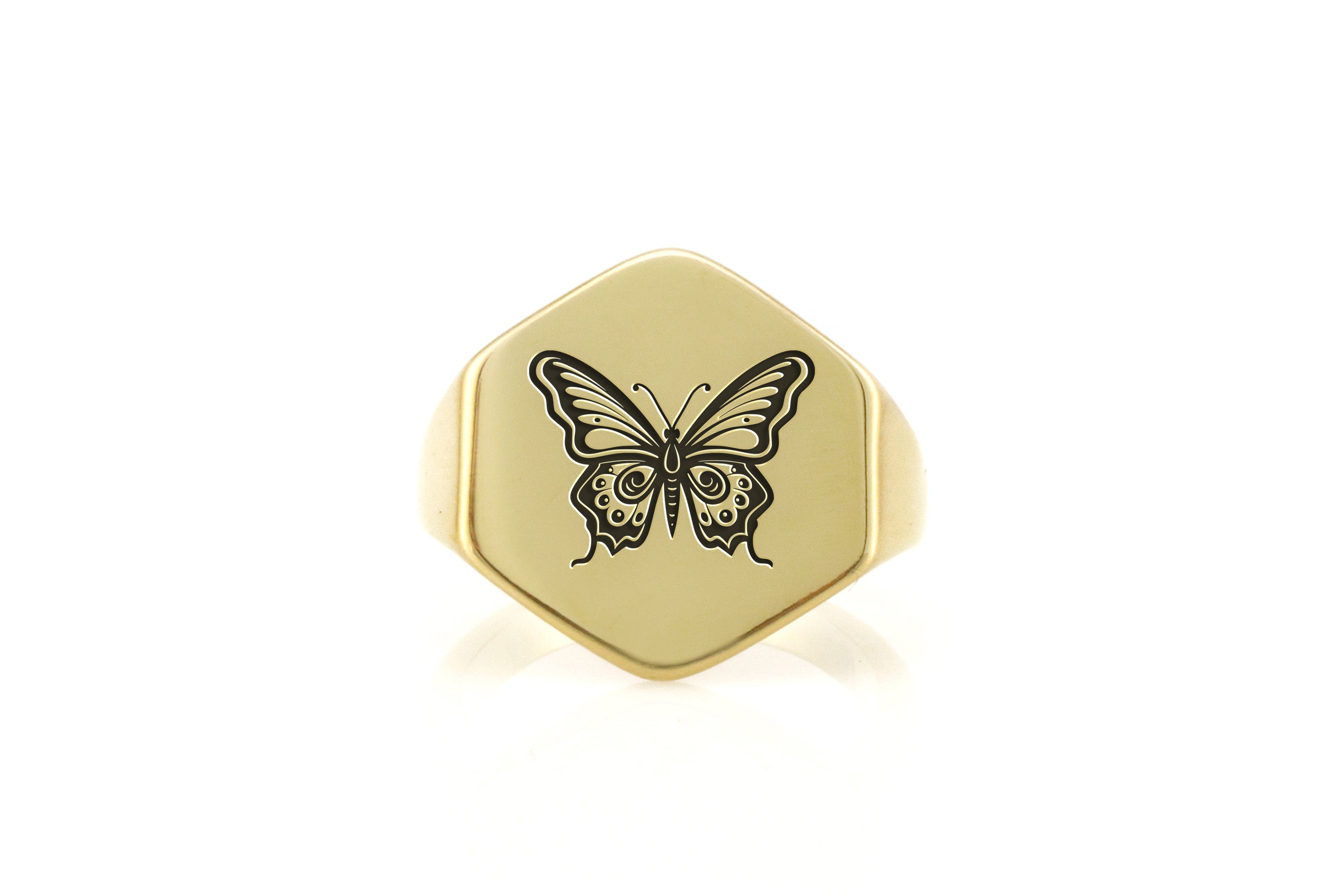 14k Gold Butterfly Signet Ring