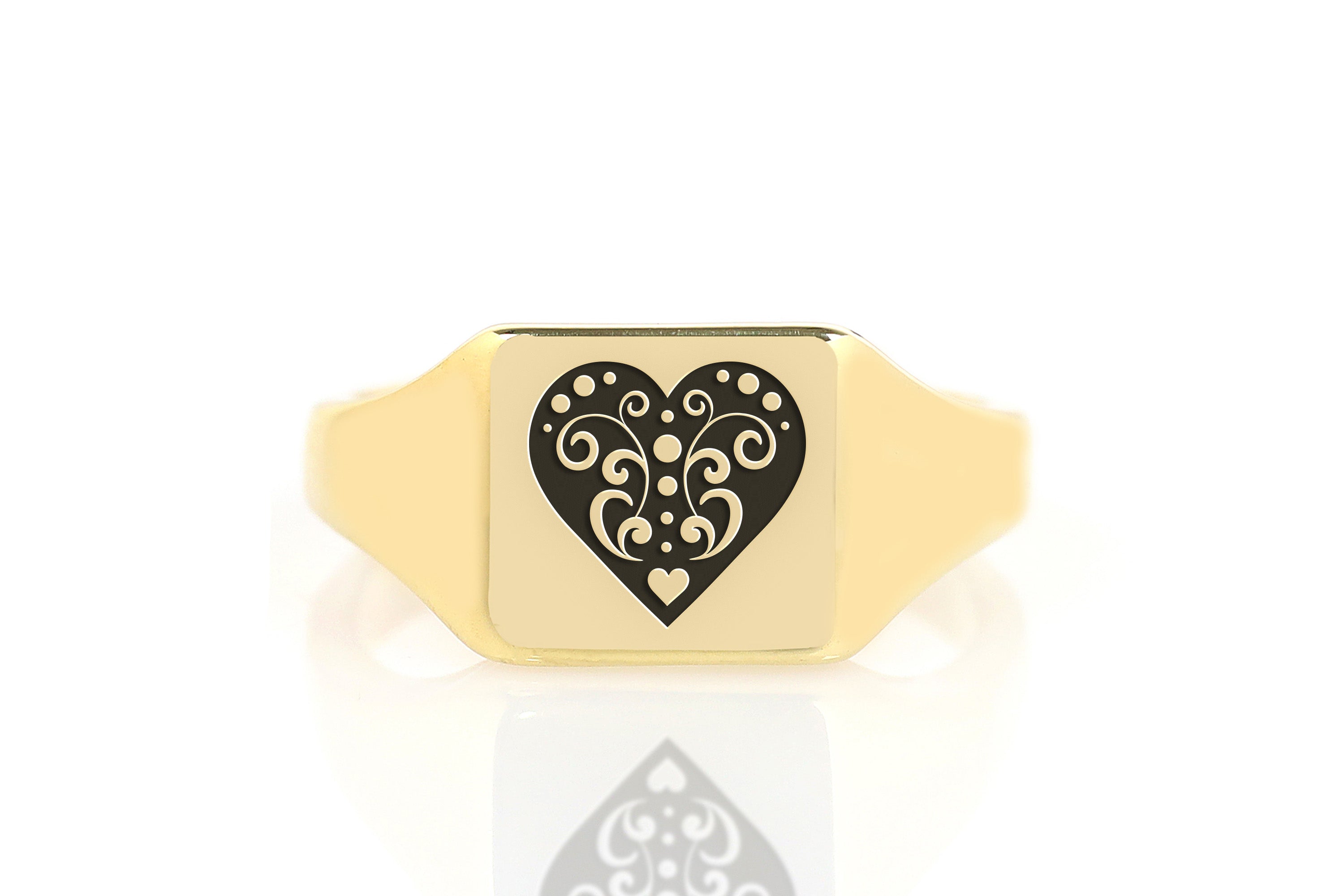 Poker Heart Engraved Ring