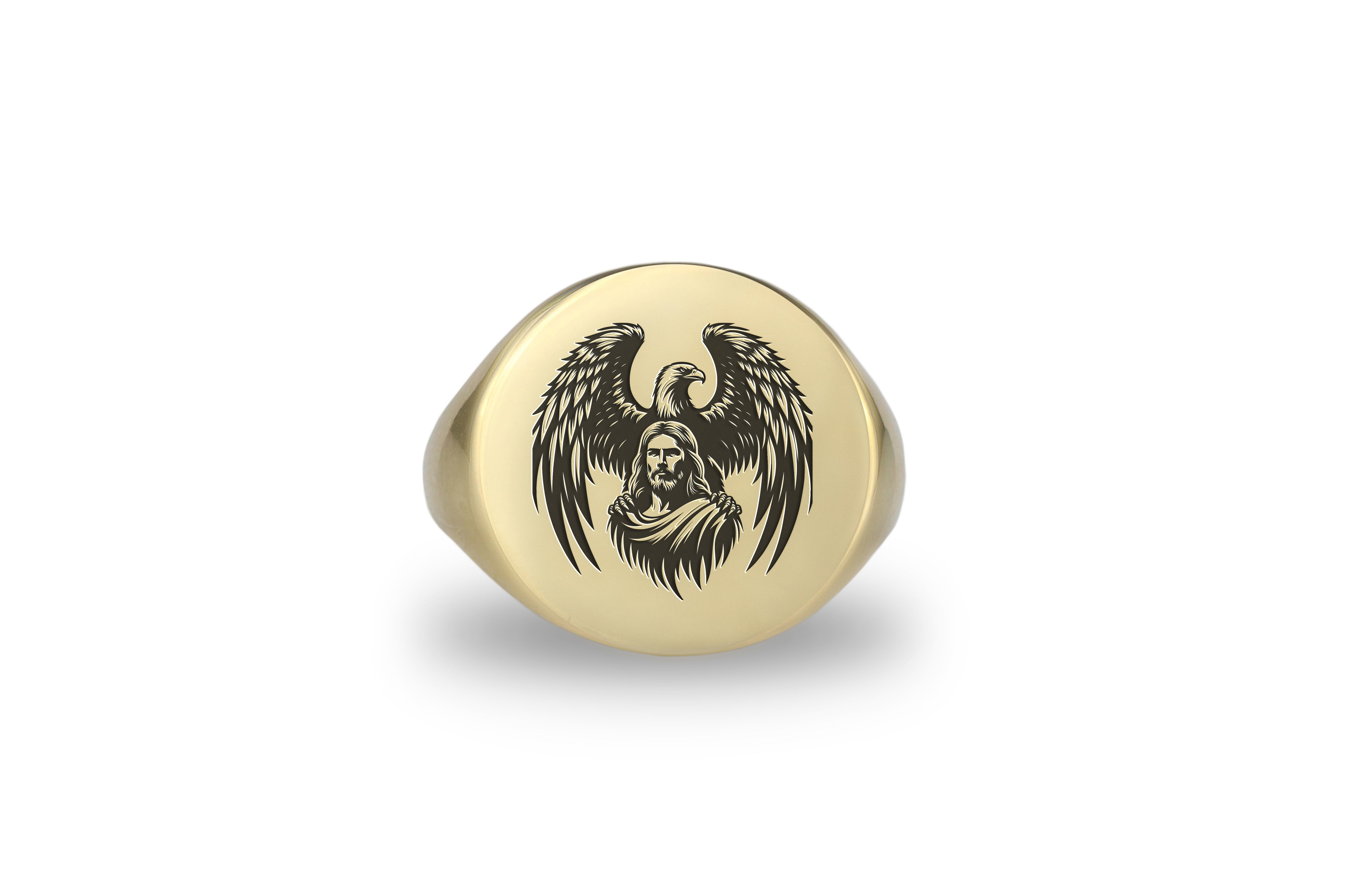 Winged Jesus Golden Ring