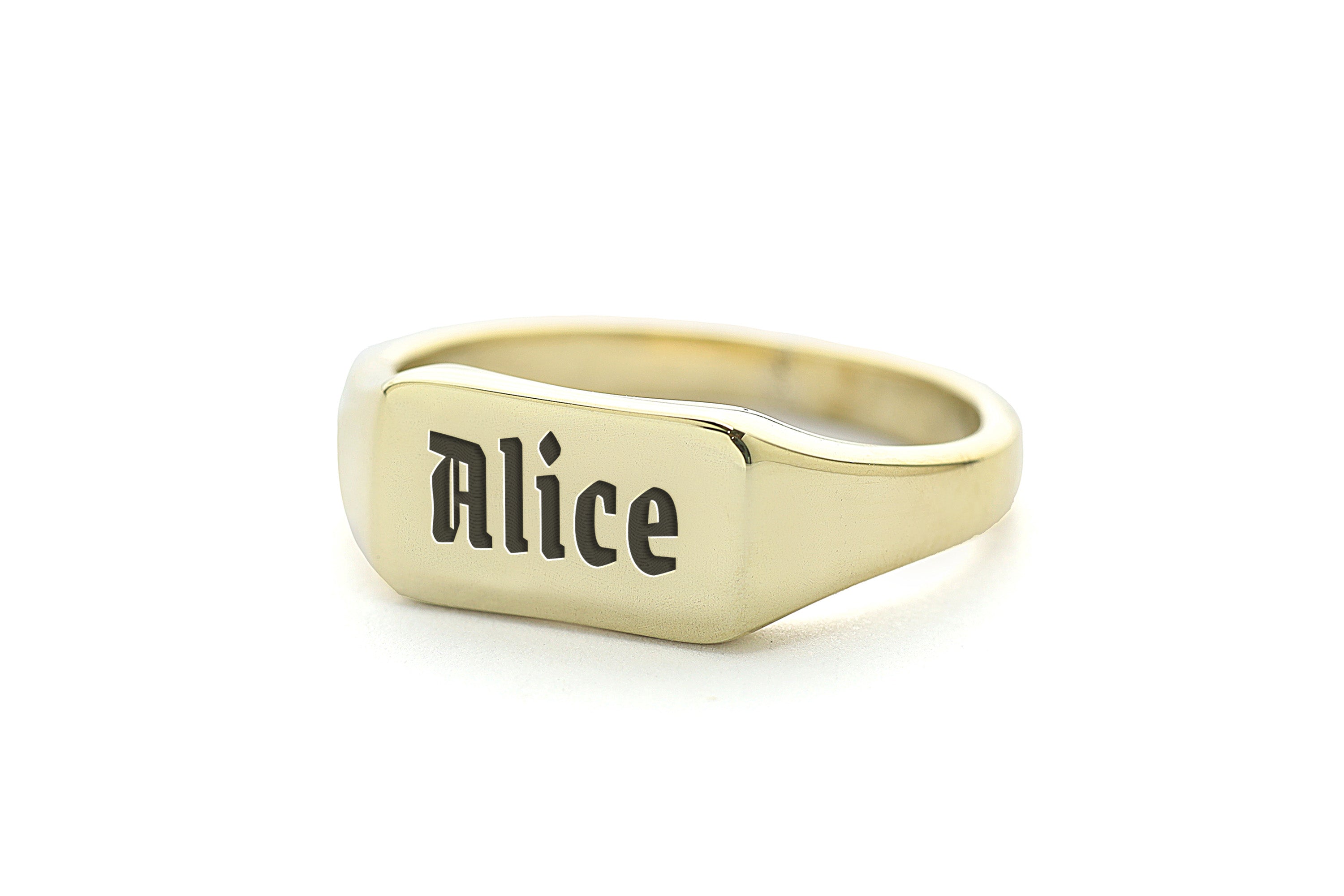 14k Gold Signet Name Ring