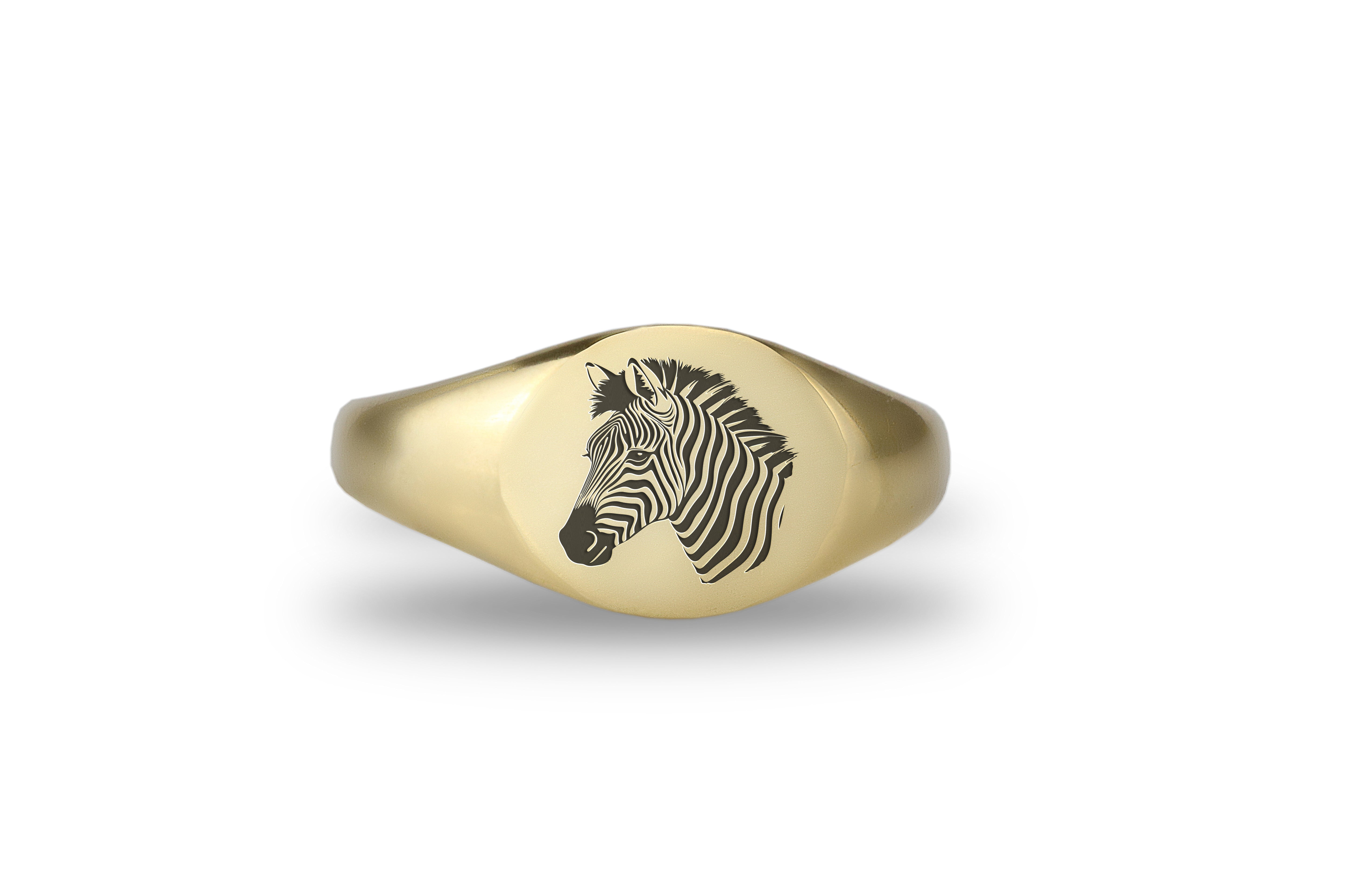 14k Gold Zebra Signet Ring