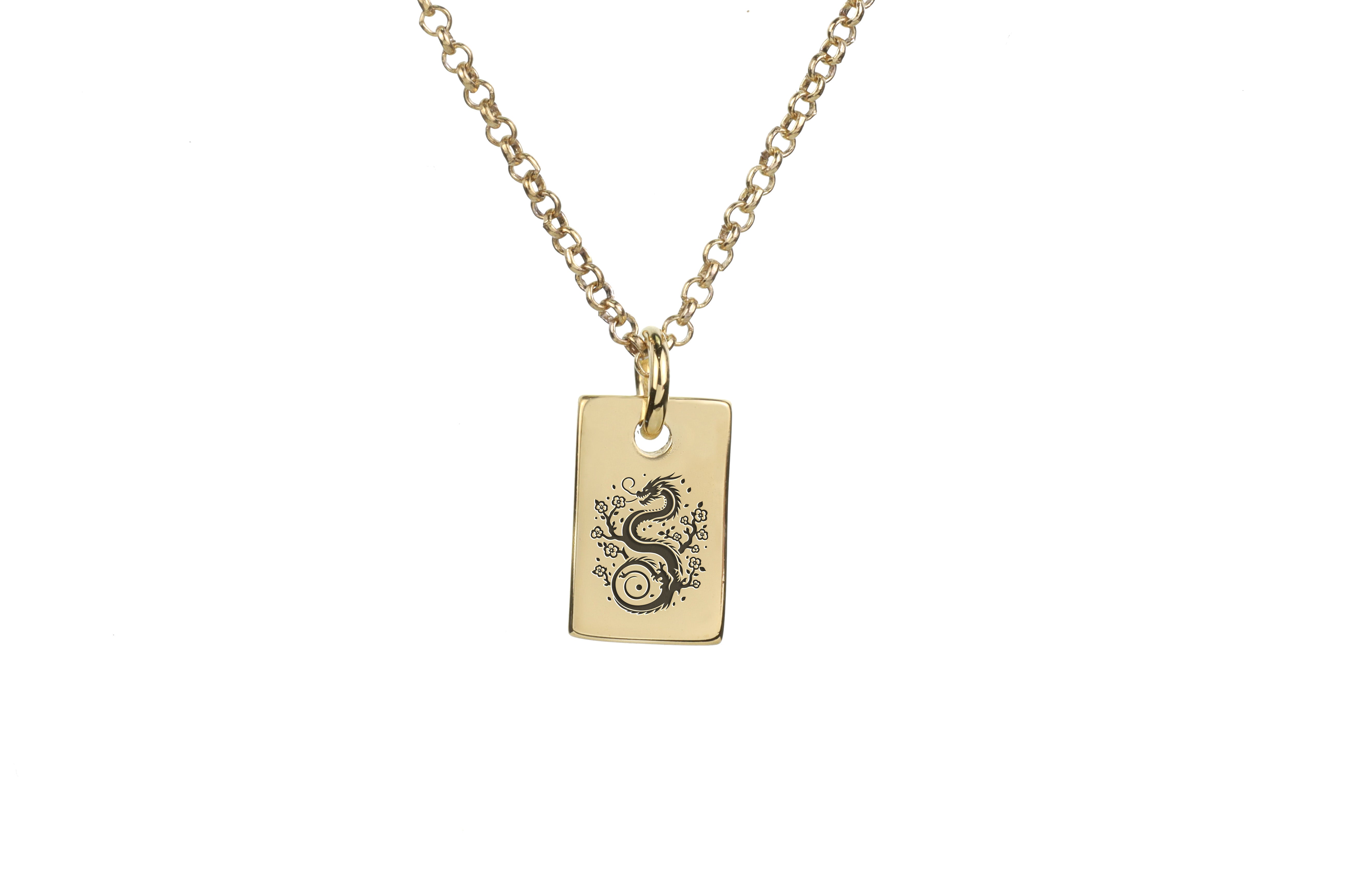 Engraved Dragon Signet Necklace