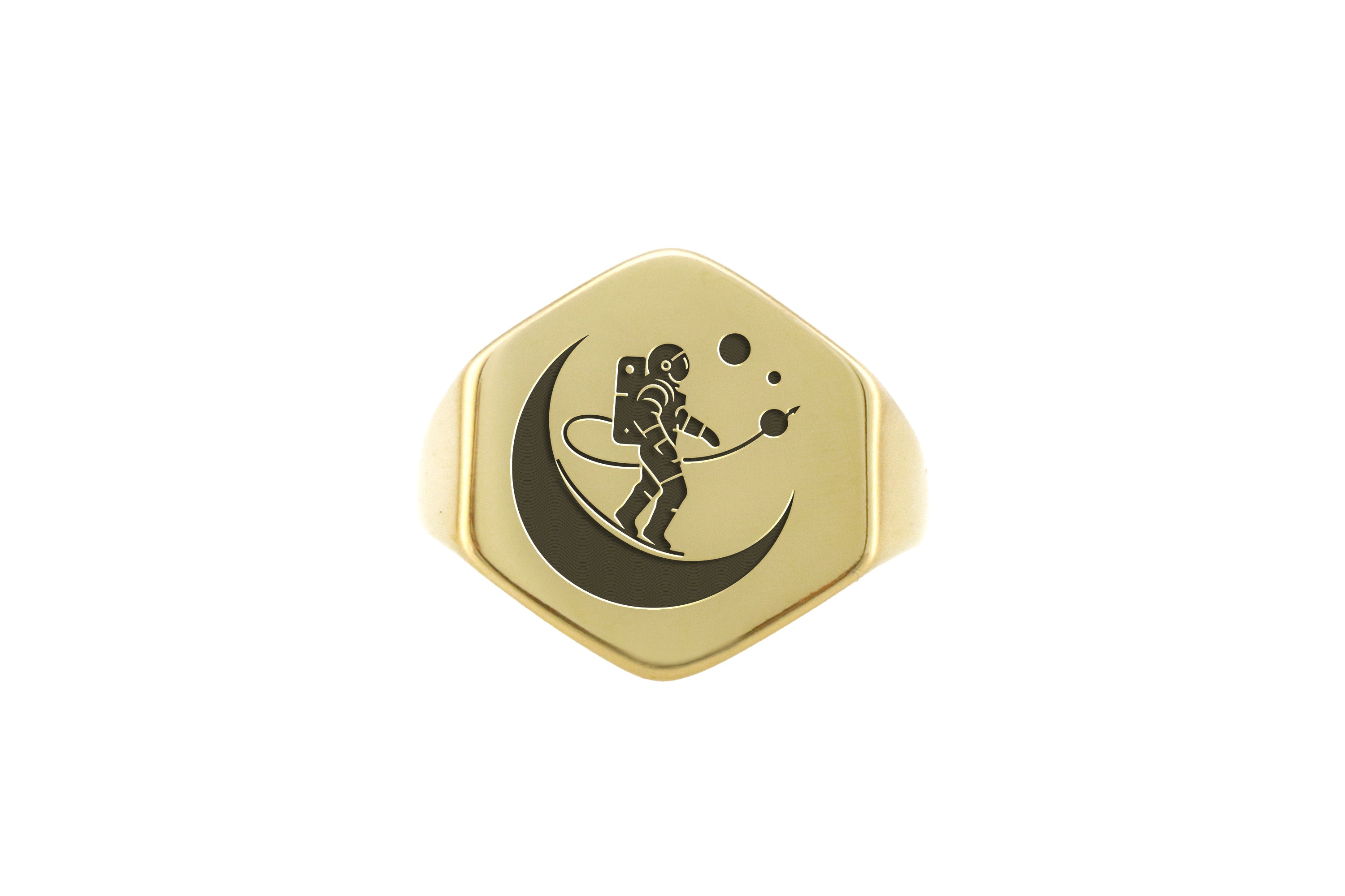 14k Gold Astronaut Signet Ring