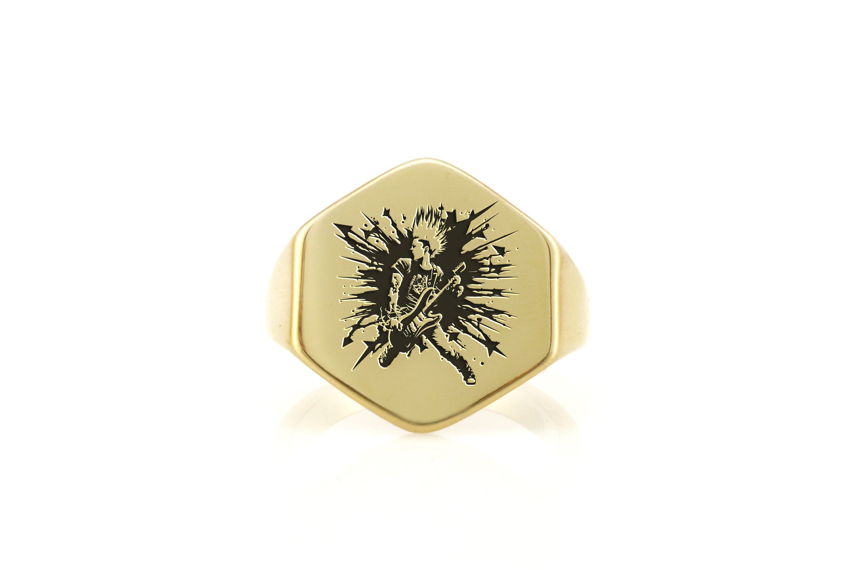 14k Gold Rockstar Signet Ring