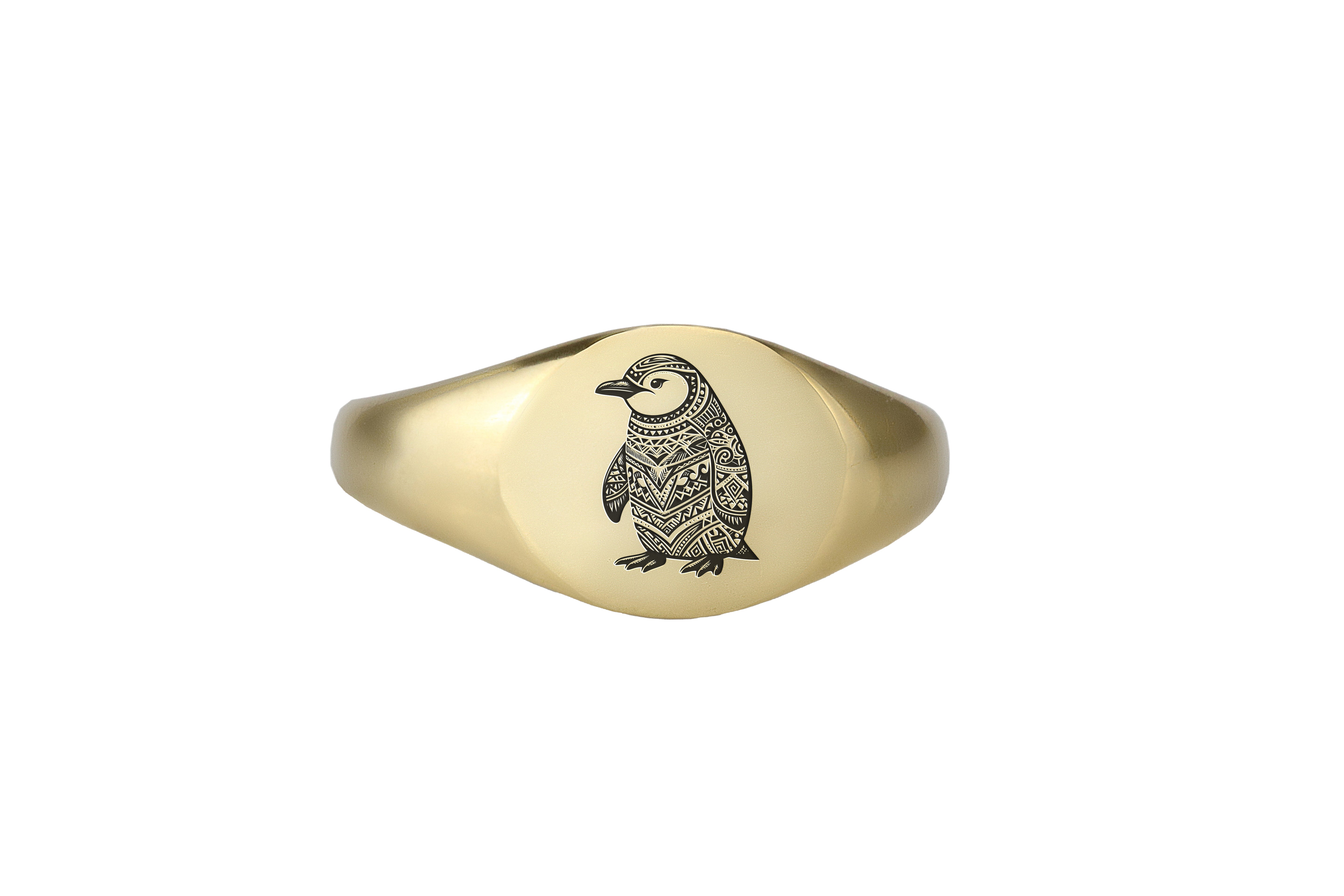 Cute Penguin Gold Signet Ring