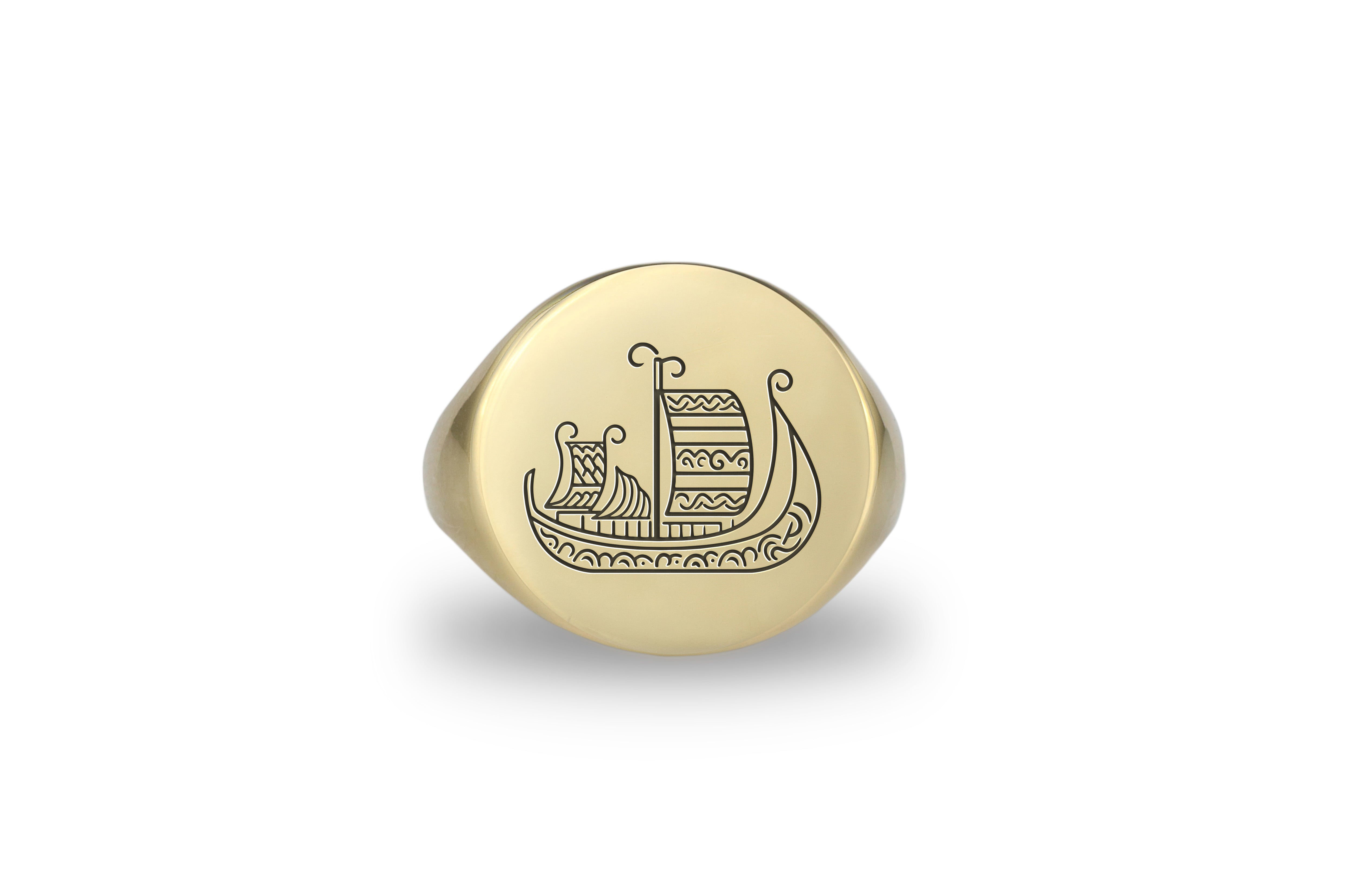 Engraved Viking Boat Ring