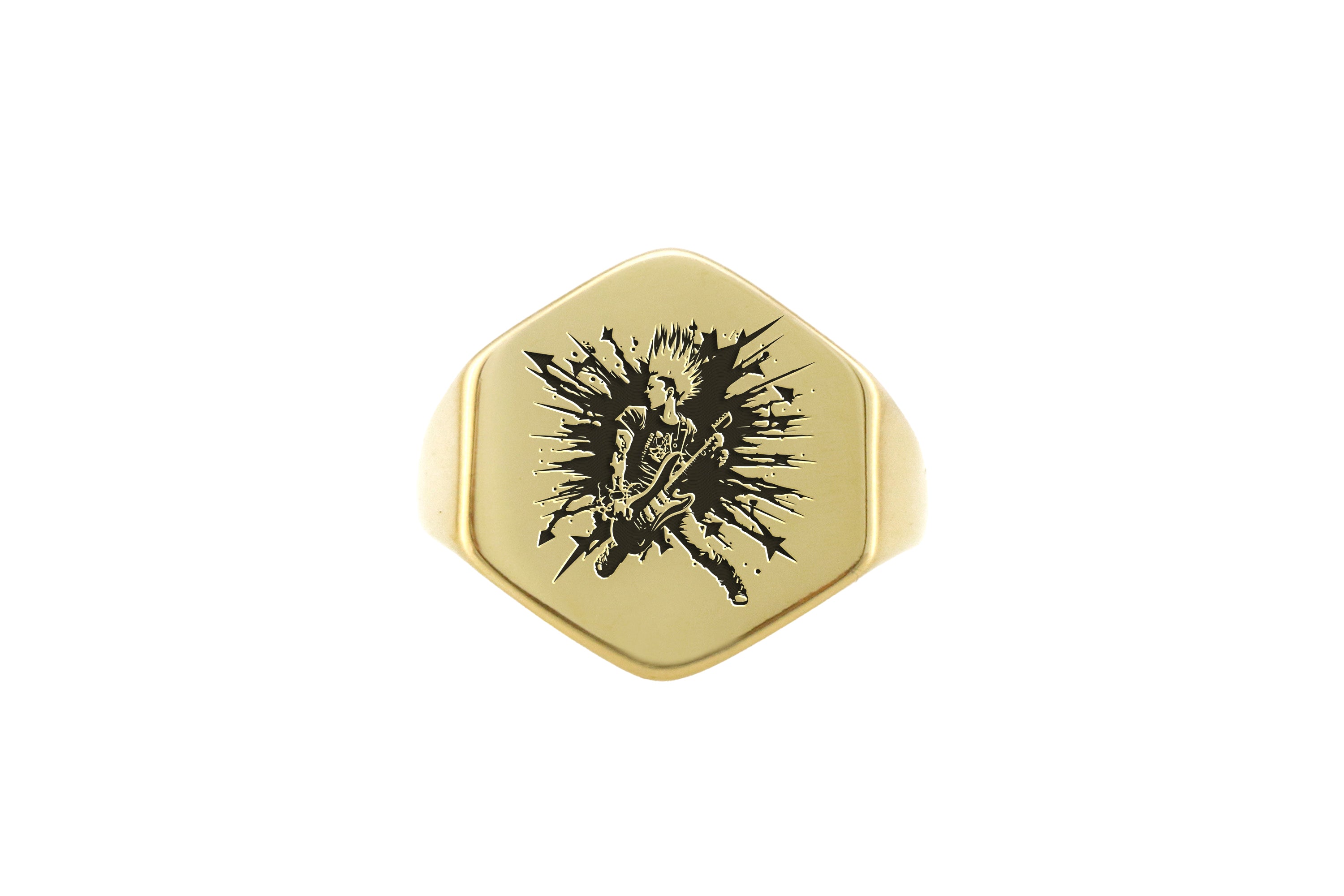 14k Gold Rockstar Signet Ring