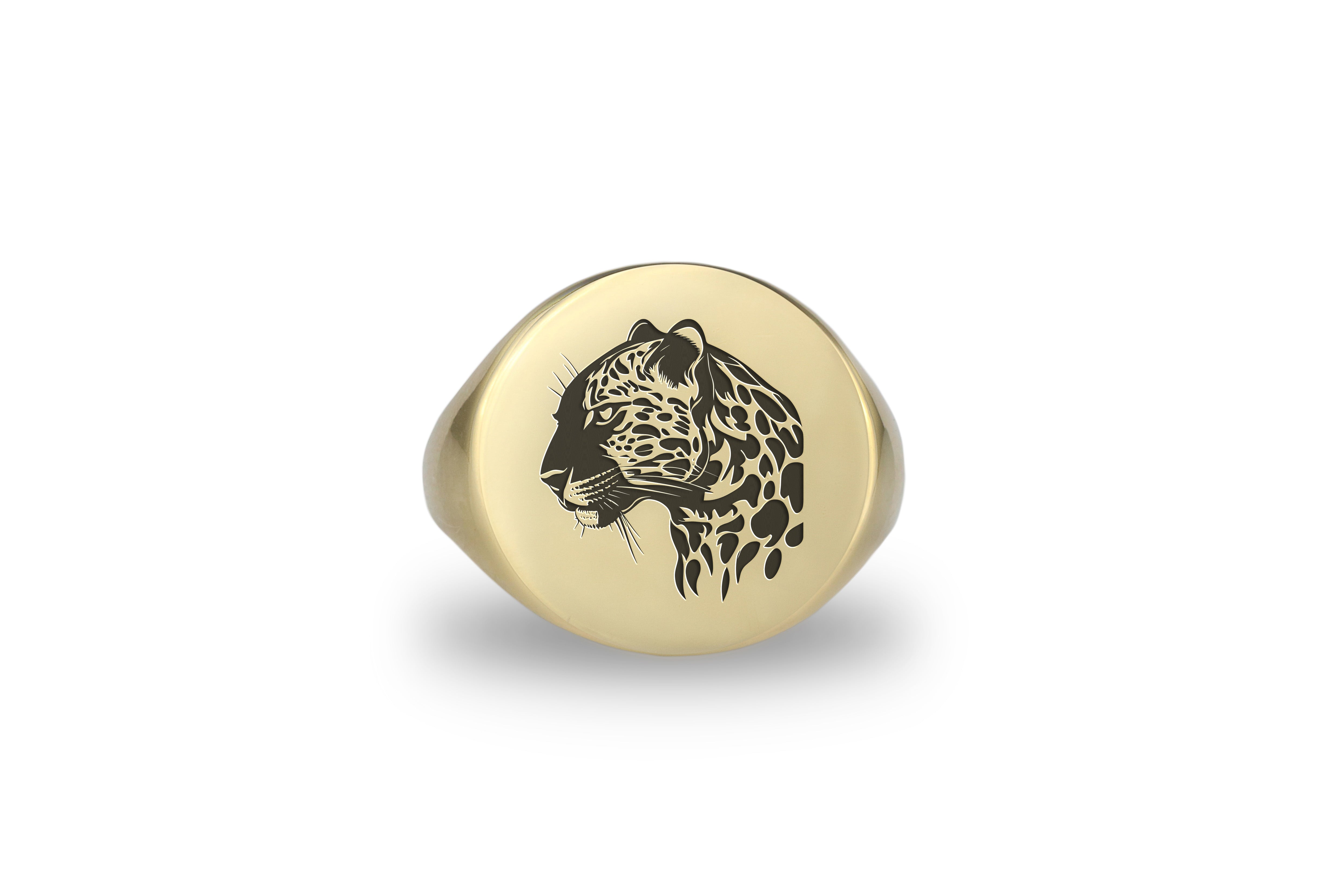 Engraved Jaguar Gold Ring
