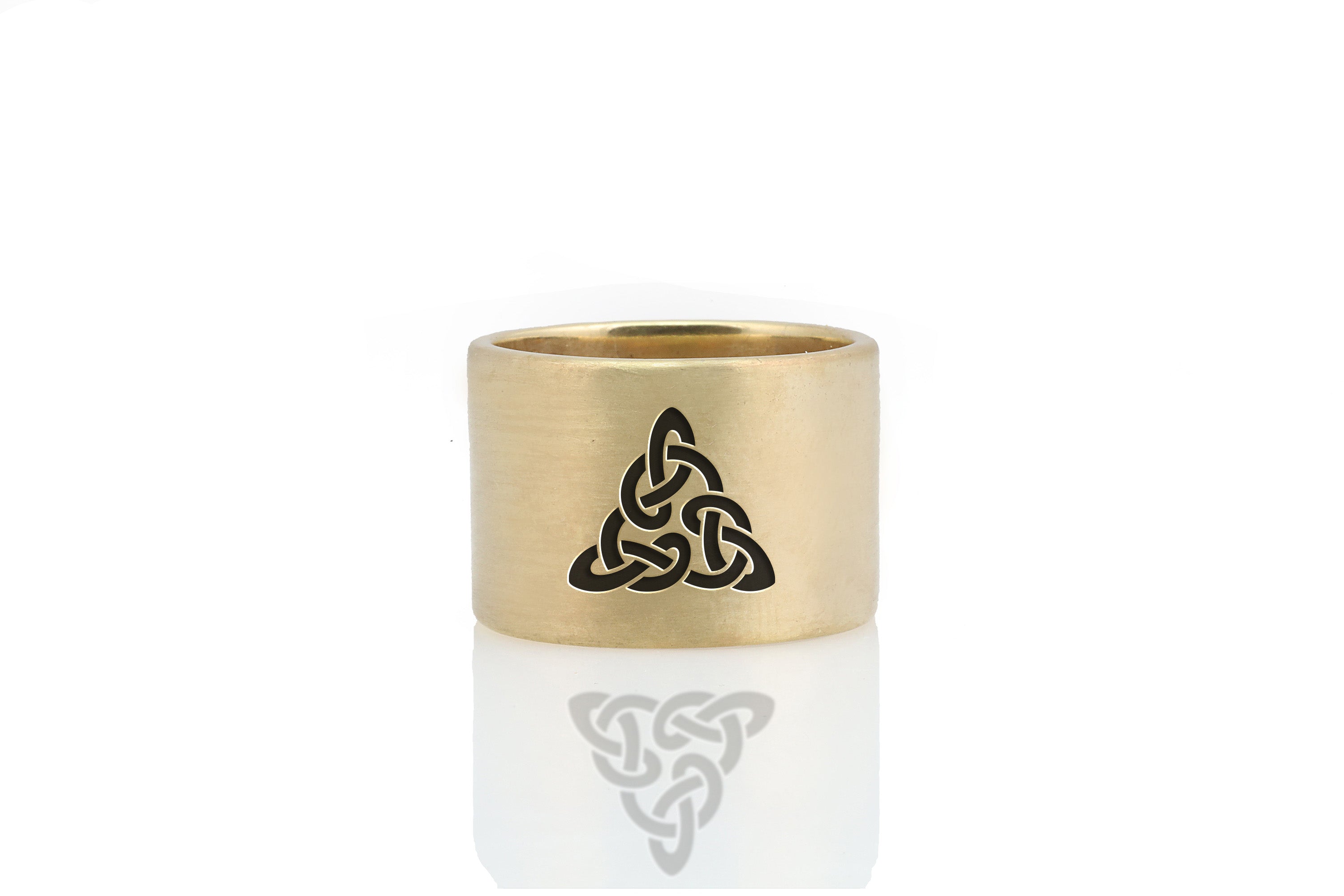 Celtic Wide Brushed Gold Ring