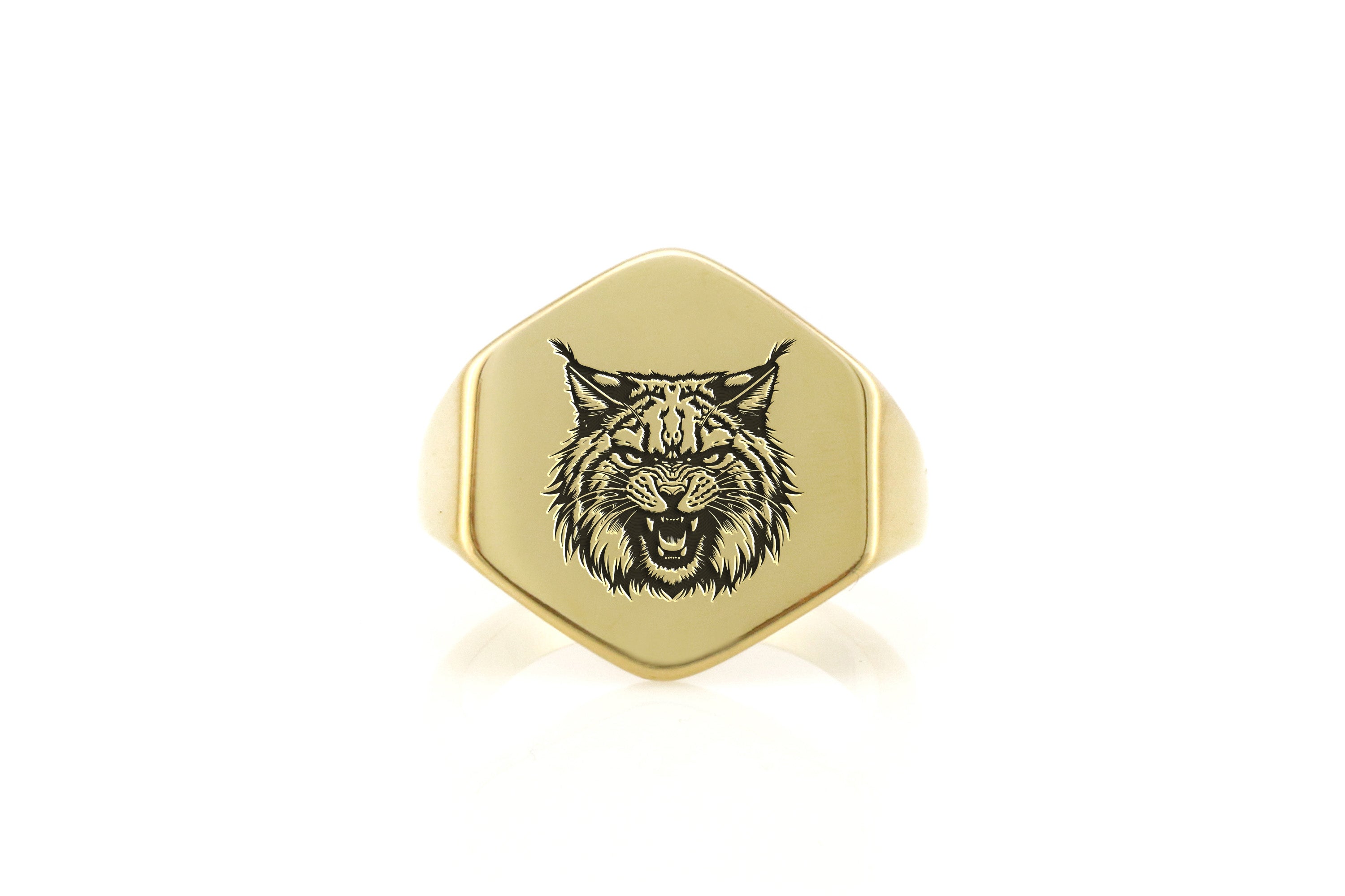 14k Gold Lynx Signet Ring