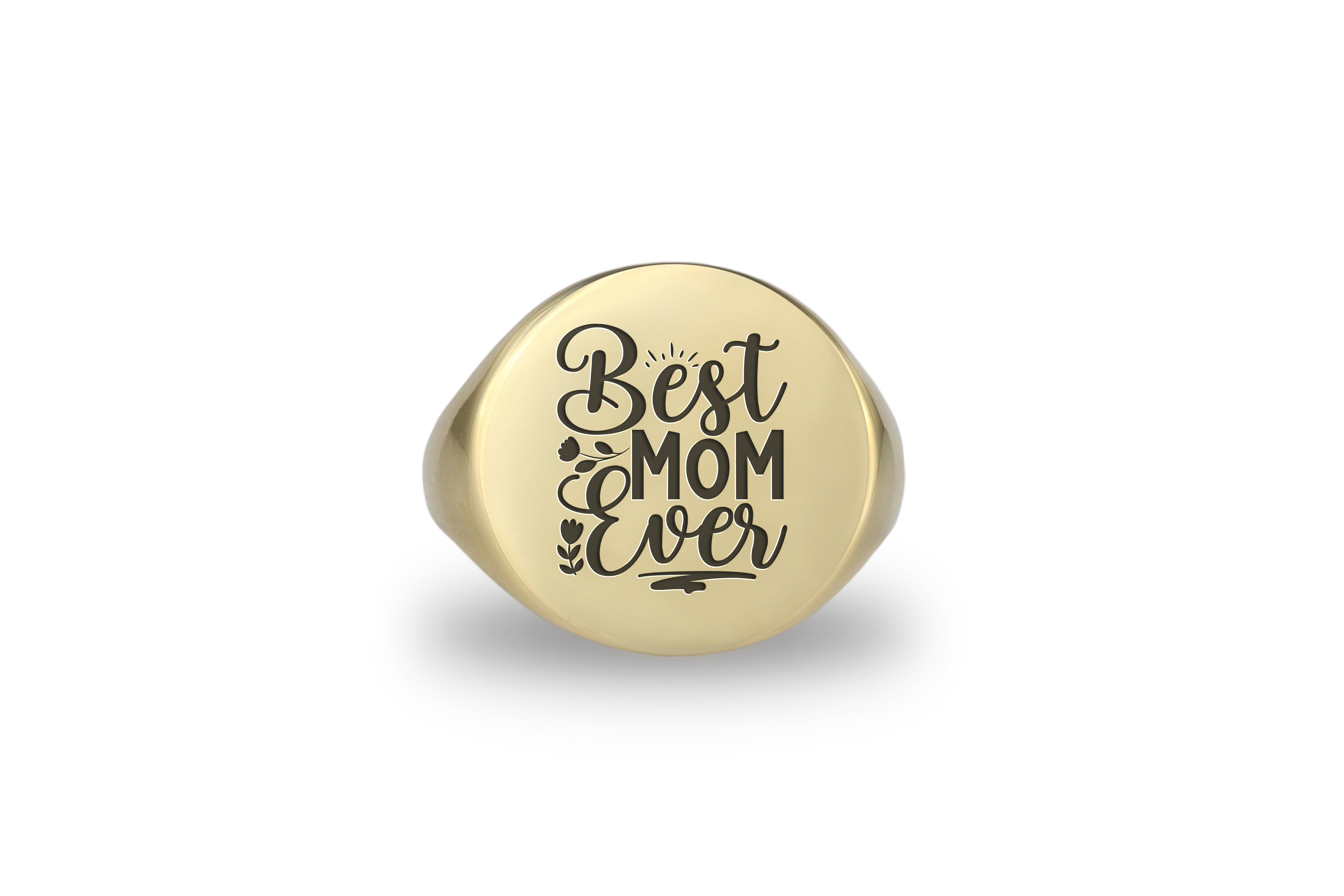 14k Gold Best Mom Ever Signet Ring